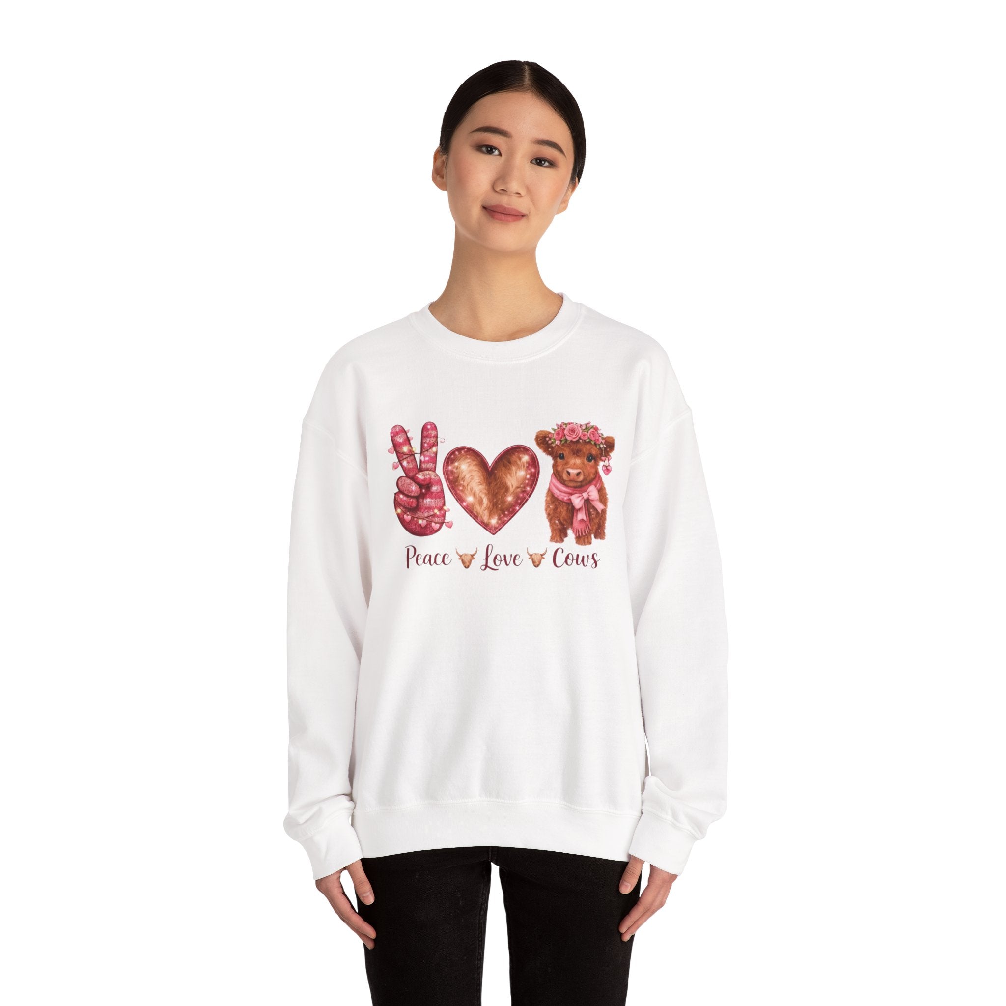 Peace Love Cows Crewneck Sweatshirt — Cute Cow Graphic Pullover