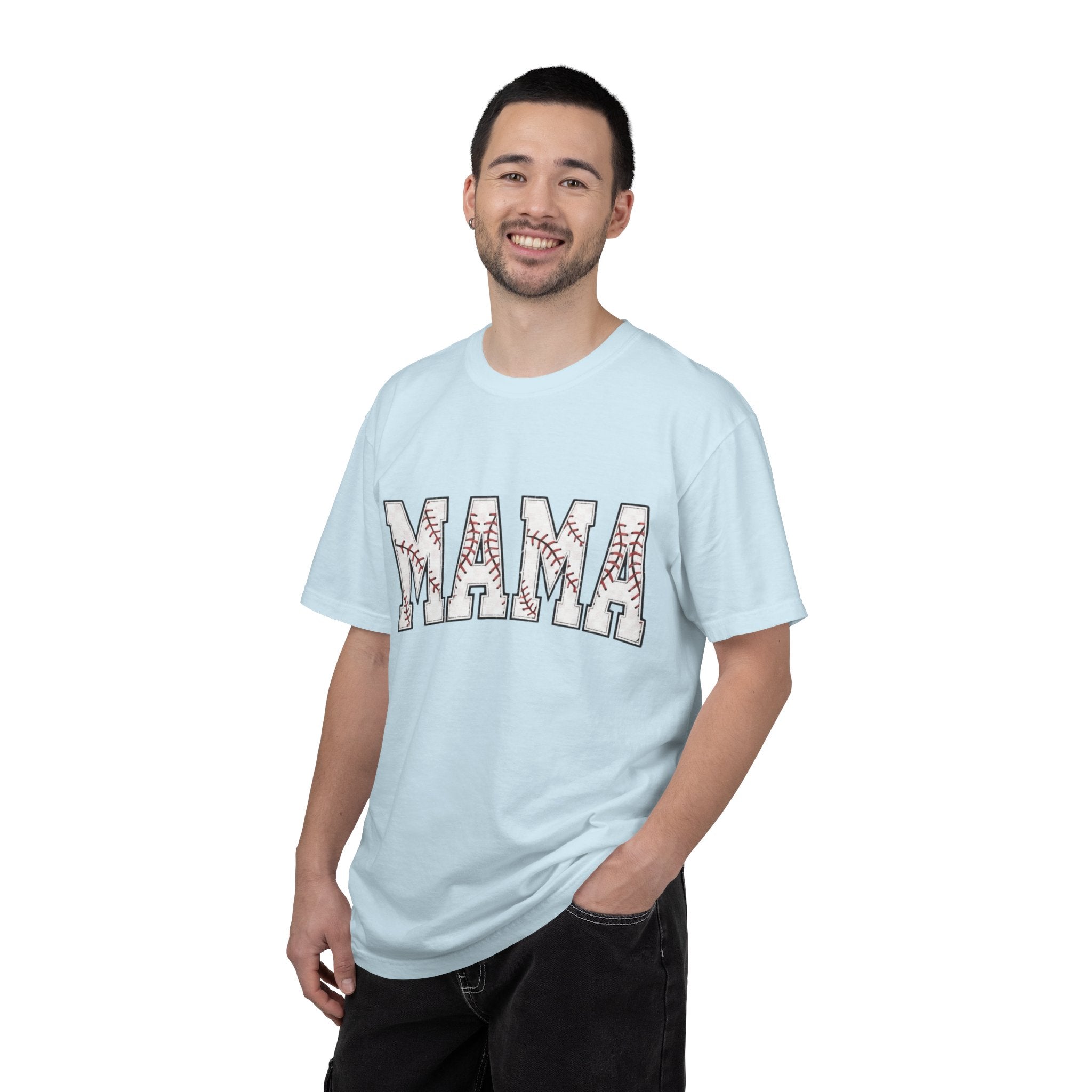 Mama Baseball Tee — 'MAMA' Stitched Baseball Mom T‑Shirt
