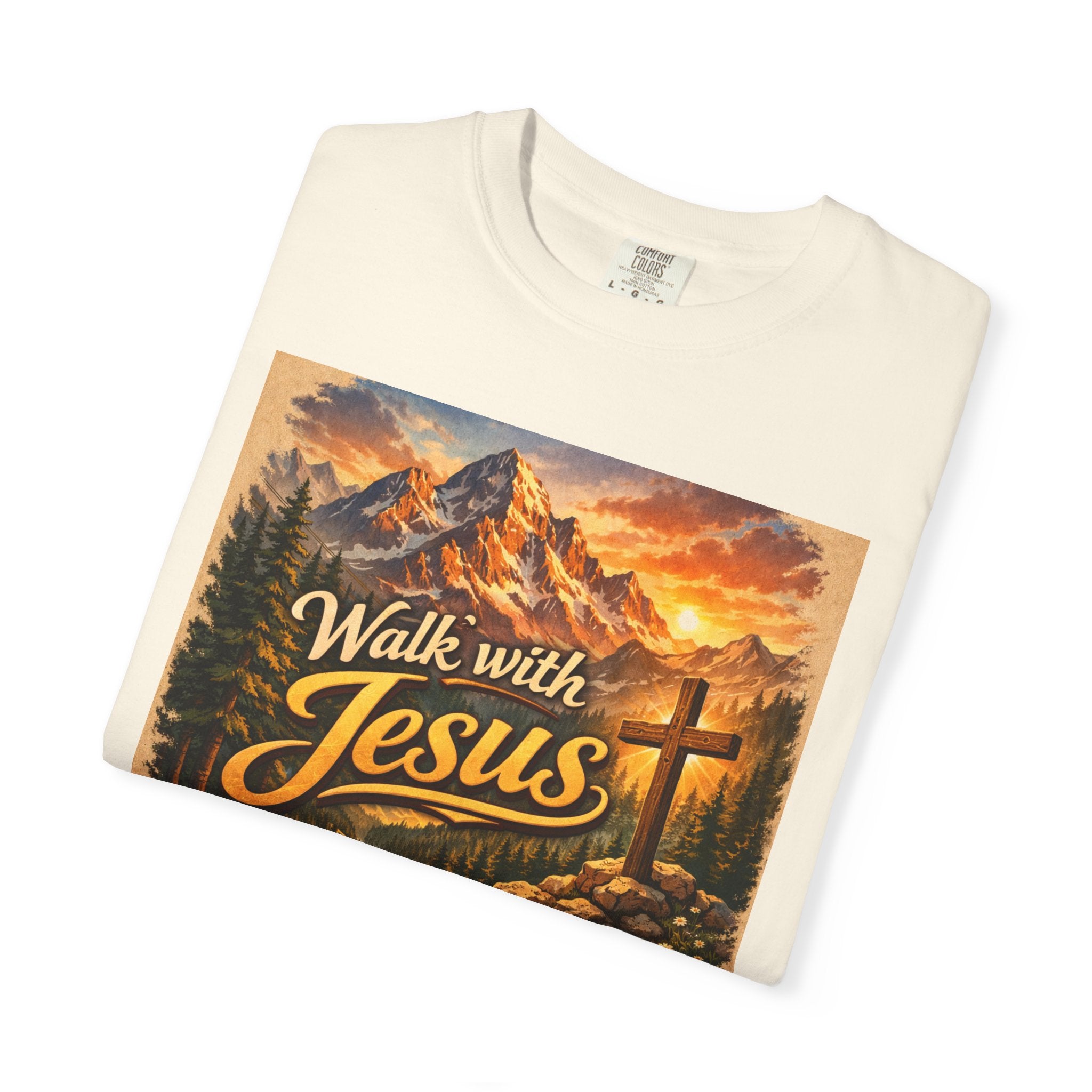 Walk with Jesus T-Shirt — Christian Faith Mountain Cross Tee