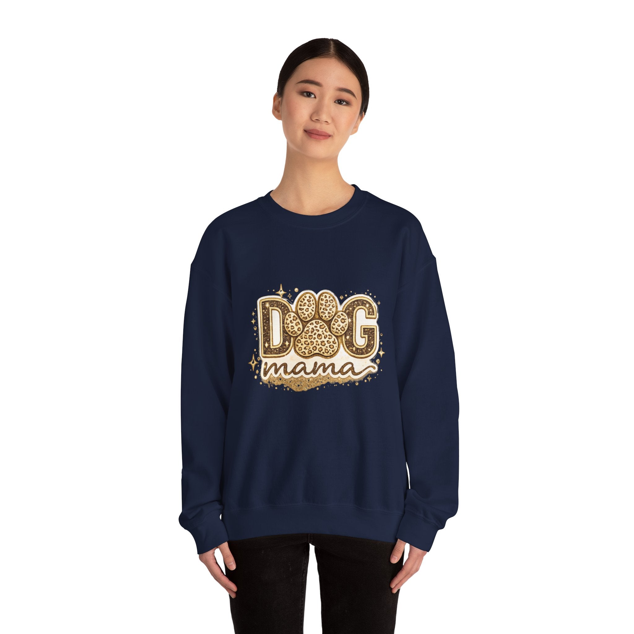 Dog Mama Crewneck Sweatshirt — Leopard Paw Graphic