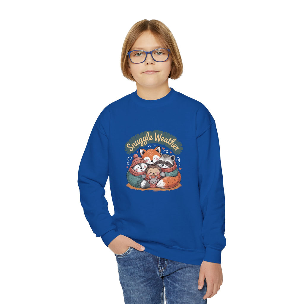 Youth Sweatshirt — "Snuggle Weather" Forest Animal Crewneck