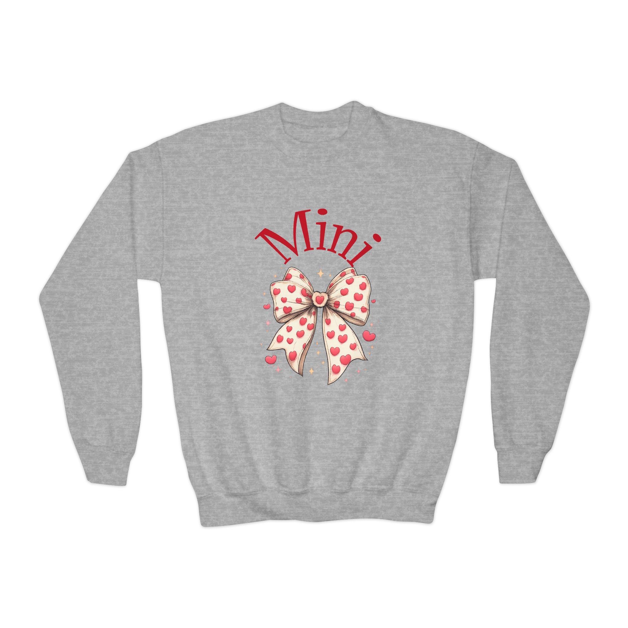 Youth Crewneck Sweatshirt — "Mini" Heart Bow Graphic