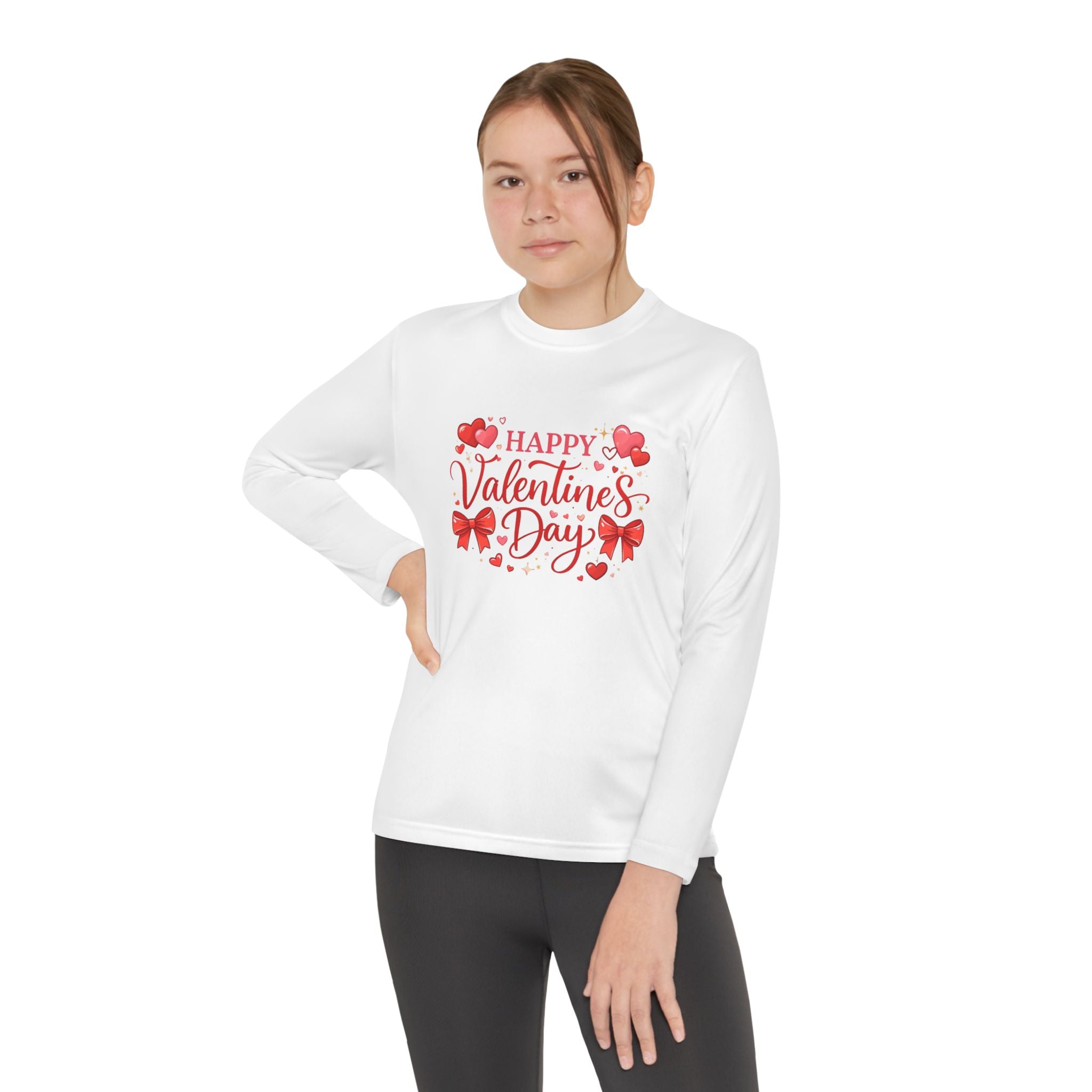 Valentine’s Day Youth Long Sleeve Tee — "Happy Valentine’s Day" Kids Shirt