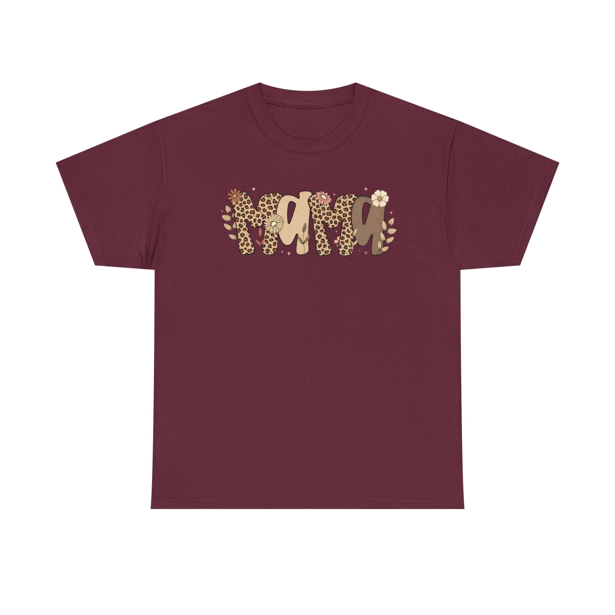 Mama Leopard Print T-Shirt — 'MAMA' Heart Graphic Mother's Day Tee