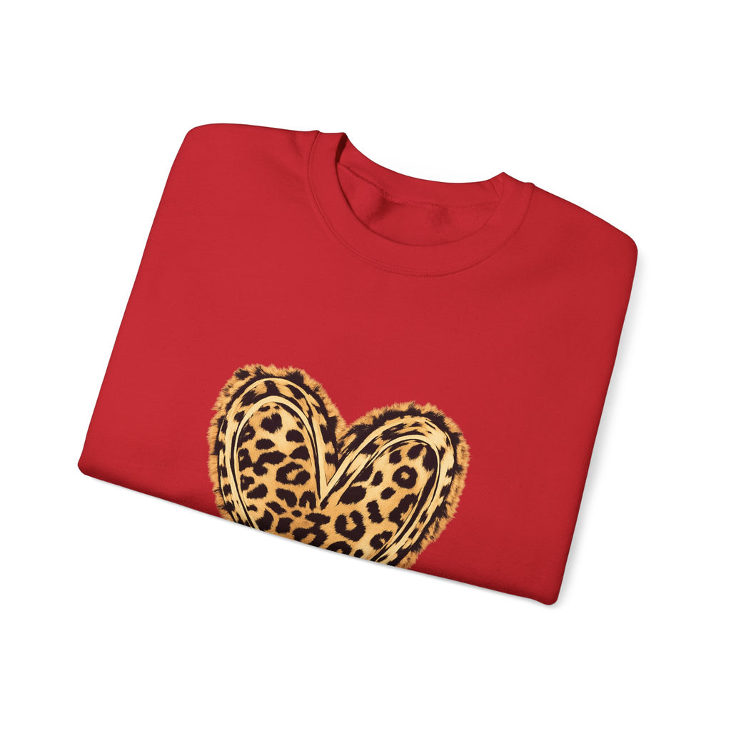 Leopard Heart Crewneck Sweatshirt - Animal Print Heart Pullover