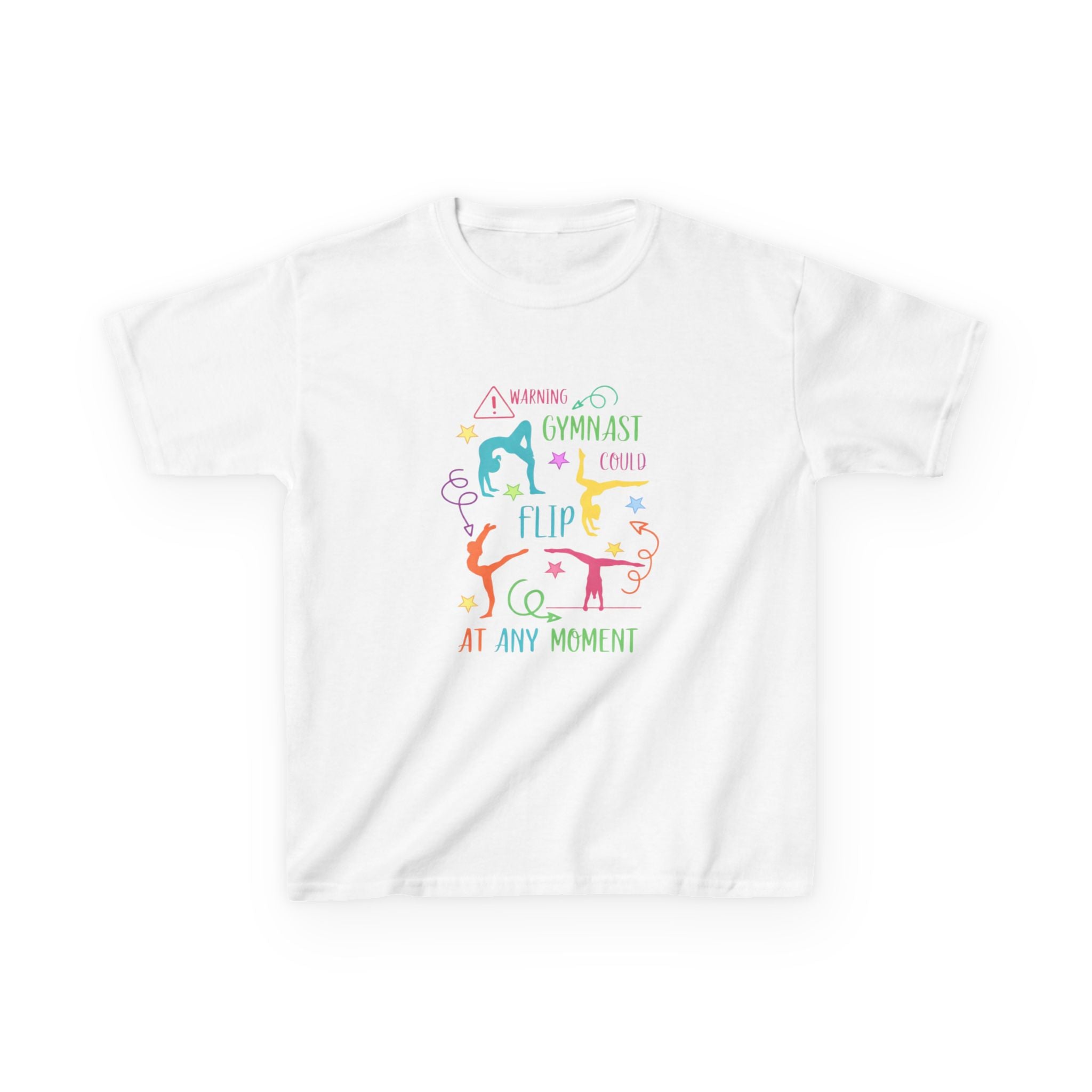 Kids Gymnastics T‑Shirt — "Gymnast I Could Flip At Any Moment" Colorful Design