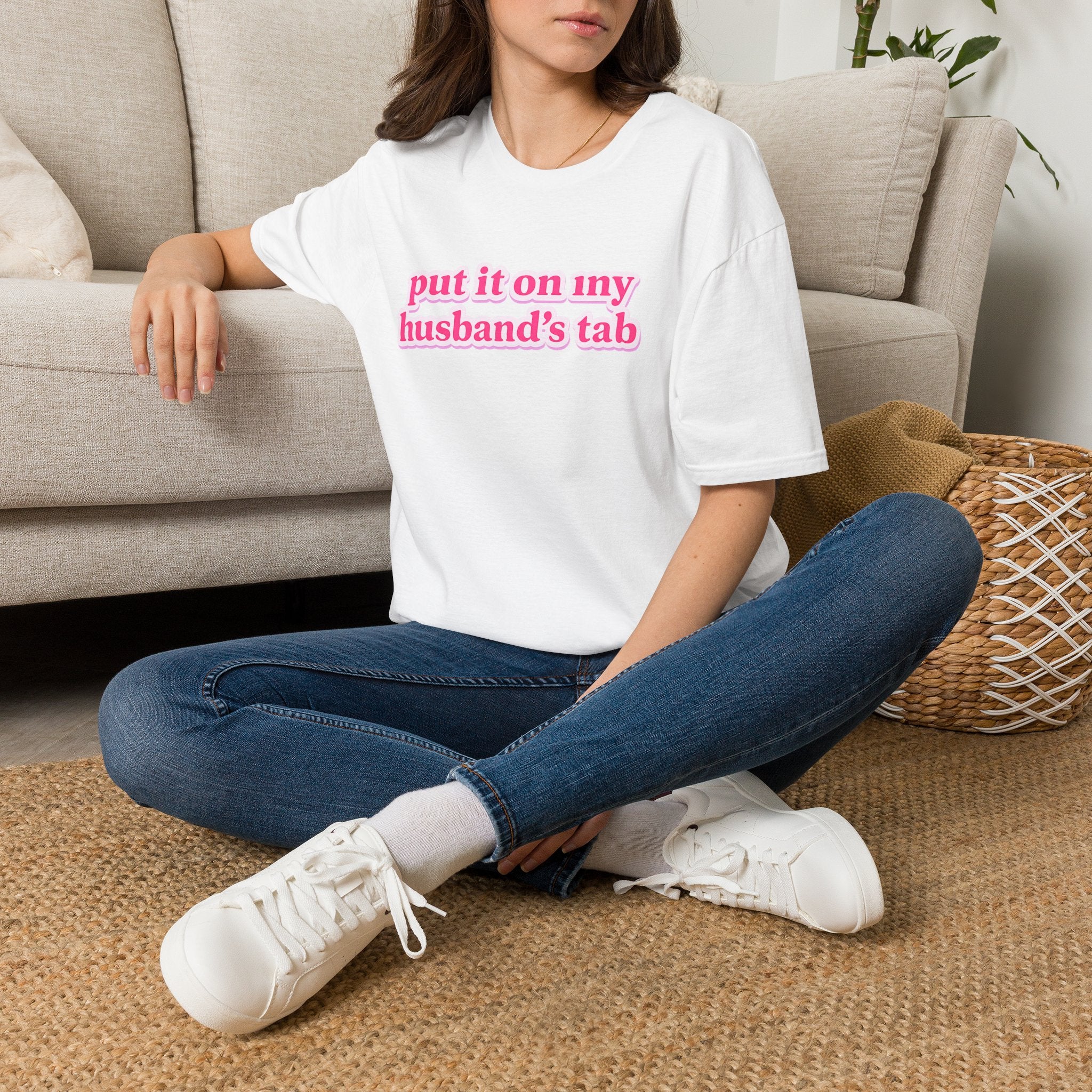 T-Shirt — “Put It On My Husband’s Tab” Funny Bachelorette & Mom Life Tee