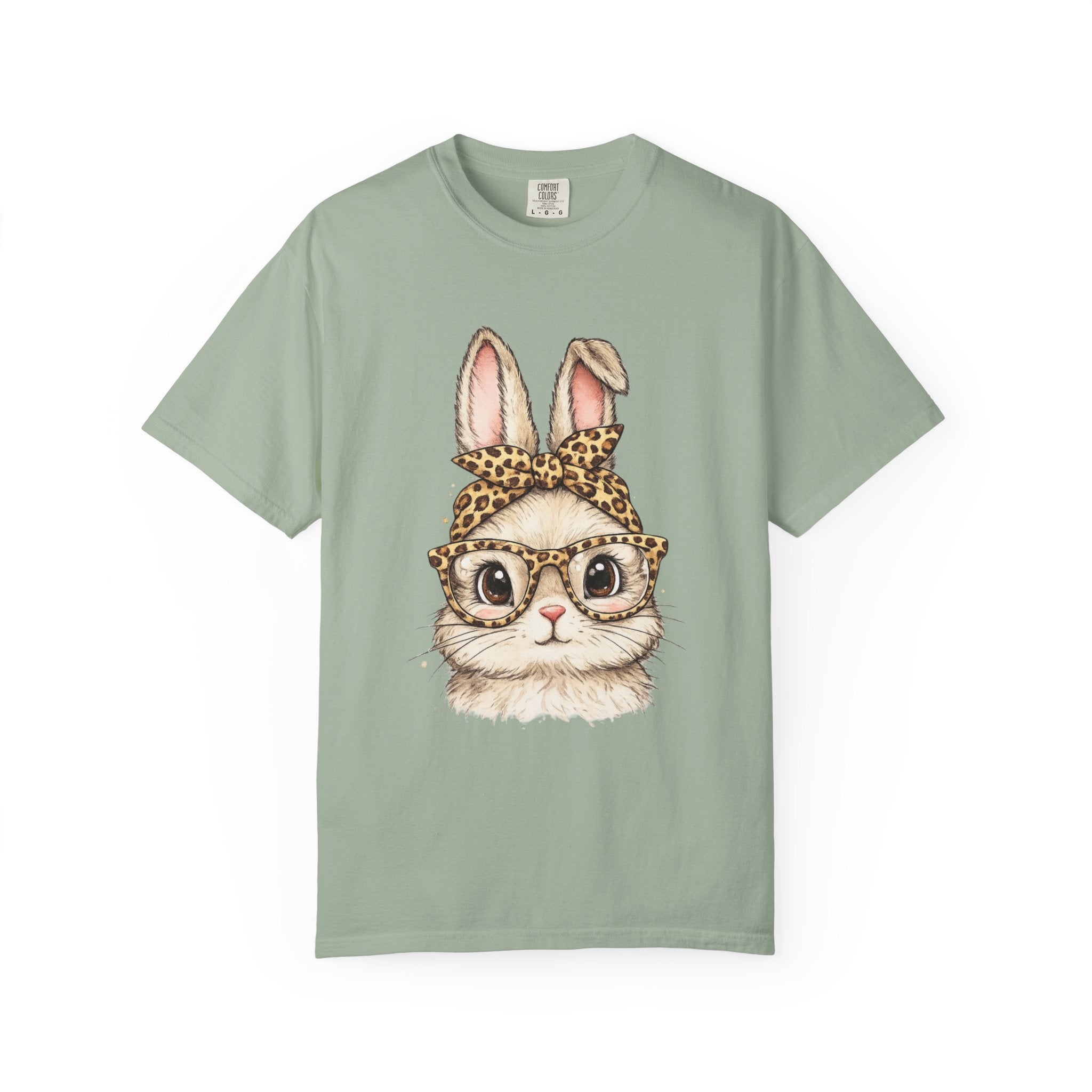 Bunny in Leopard Headband T-Shirt — Cute Vintage Rabbit Graphic Tee