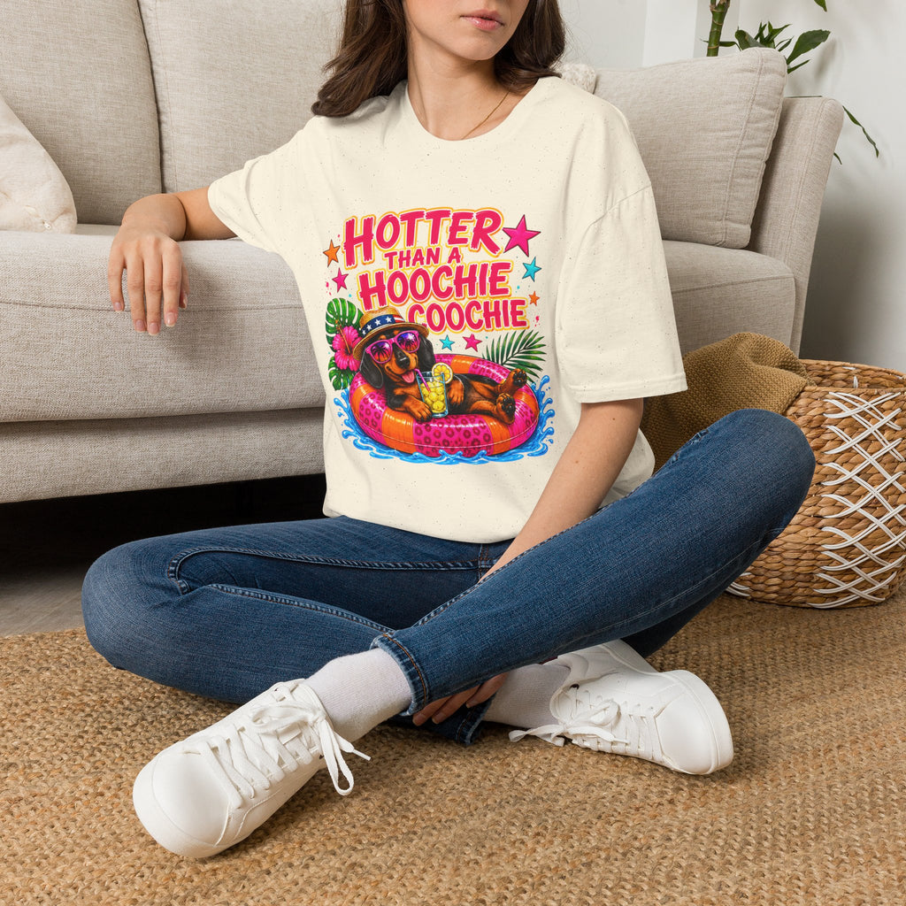 T-Shirt — "Hotter Than A Hoochie Coochie" Bright Retro Summer Graphic