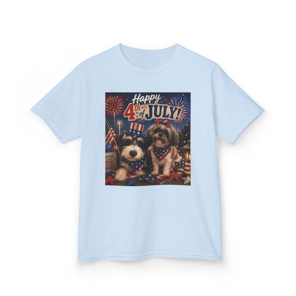4th of July Kids Tee - Patriotic Dogs 'Happy 4th of July' Graphic Shirt