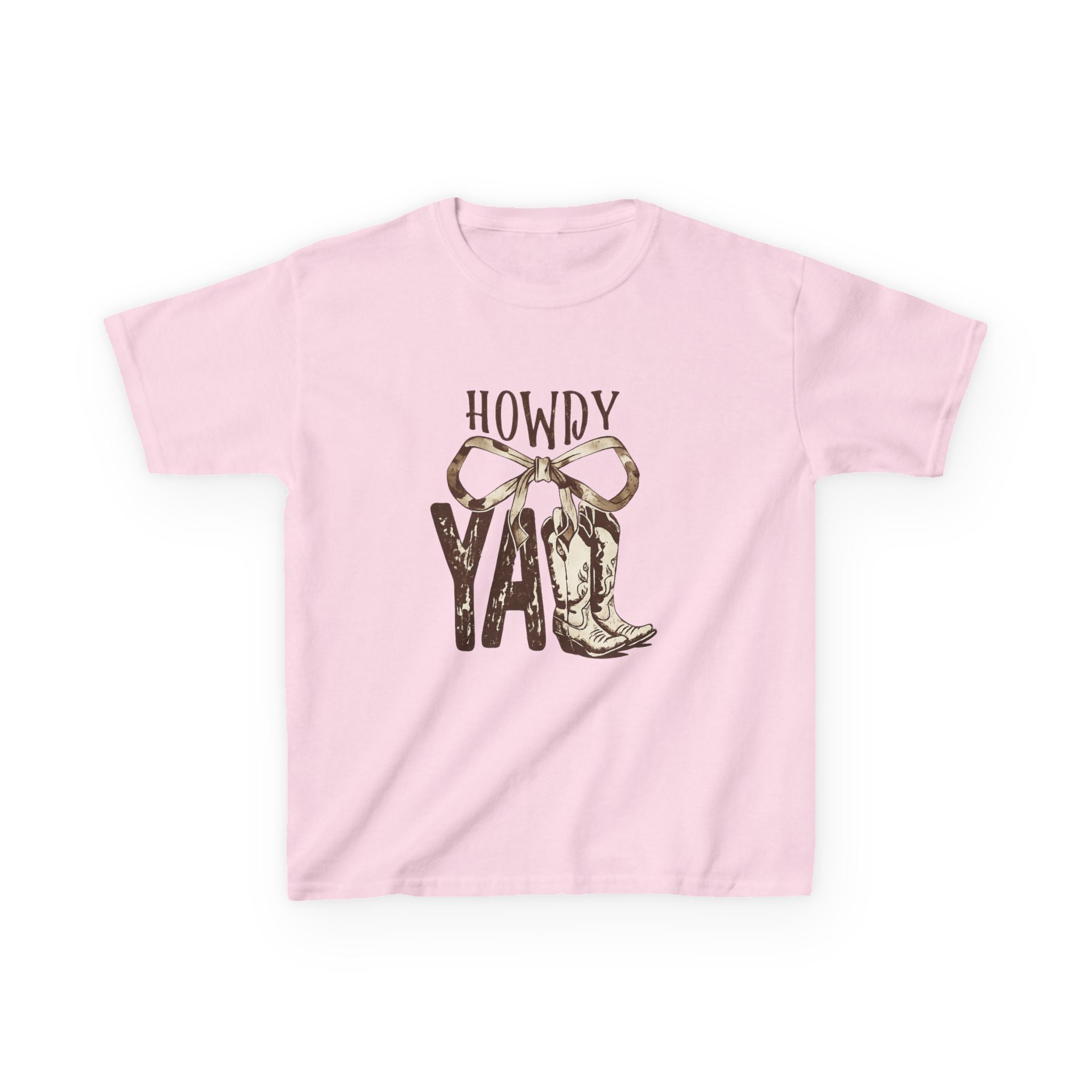 Howdy Y'all Kids T-Shirt — Western Cowboy Boot & Bow Graphic Tee