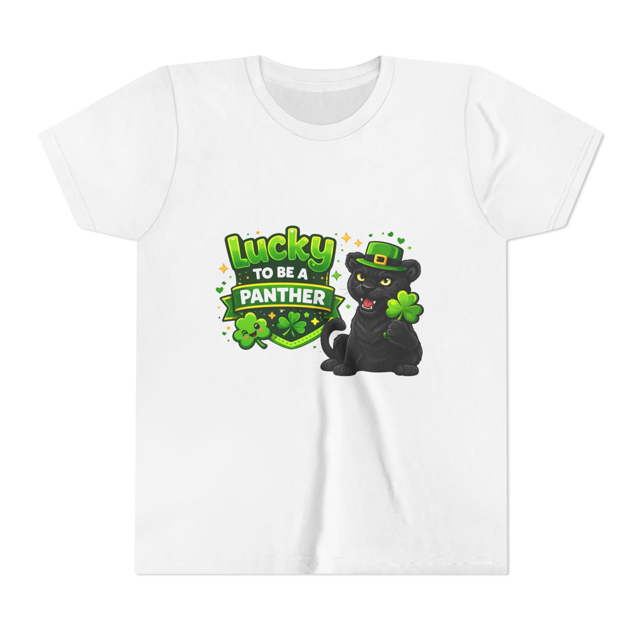 Youth Tee — "Lucky to Be a Panther" St. Patrick's Day Shamrock Tee