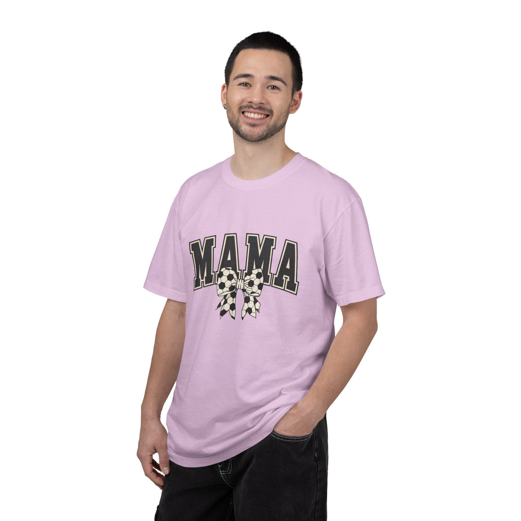 Mama Graphic T-Shirt — Retro Collegiate Letters with Polka Dot Bow