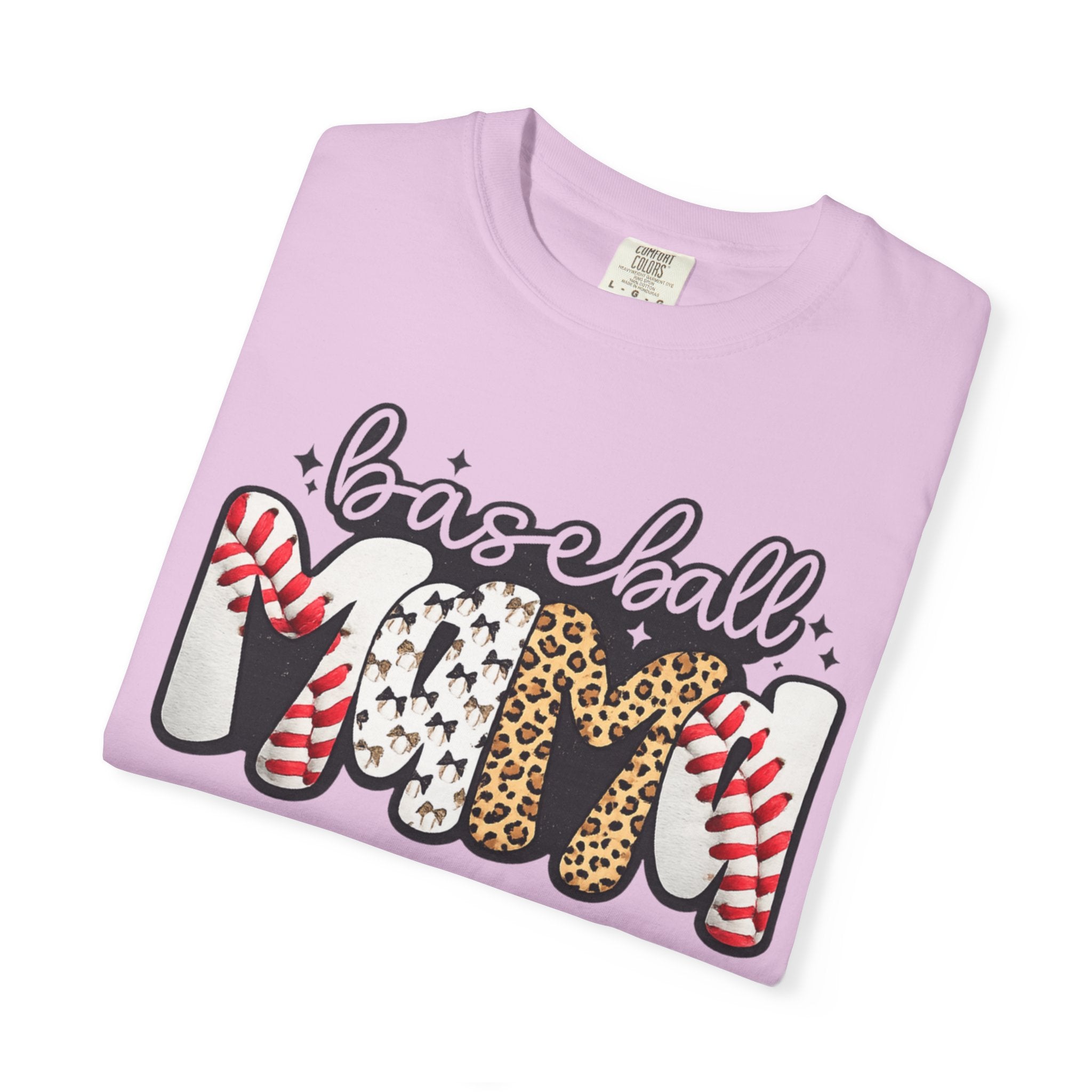 Baseball Mom T-Shirt — Leopard & Stitch Pattern Sports Tee