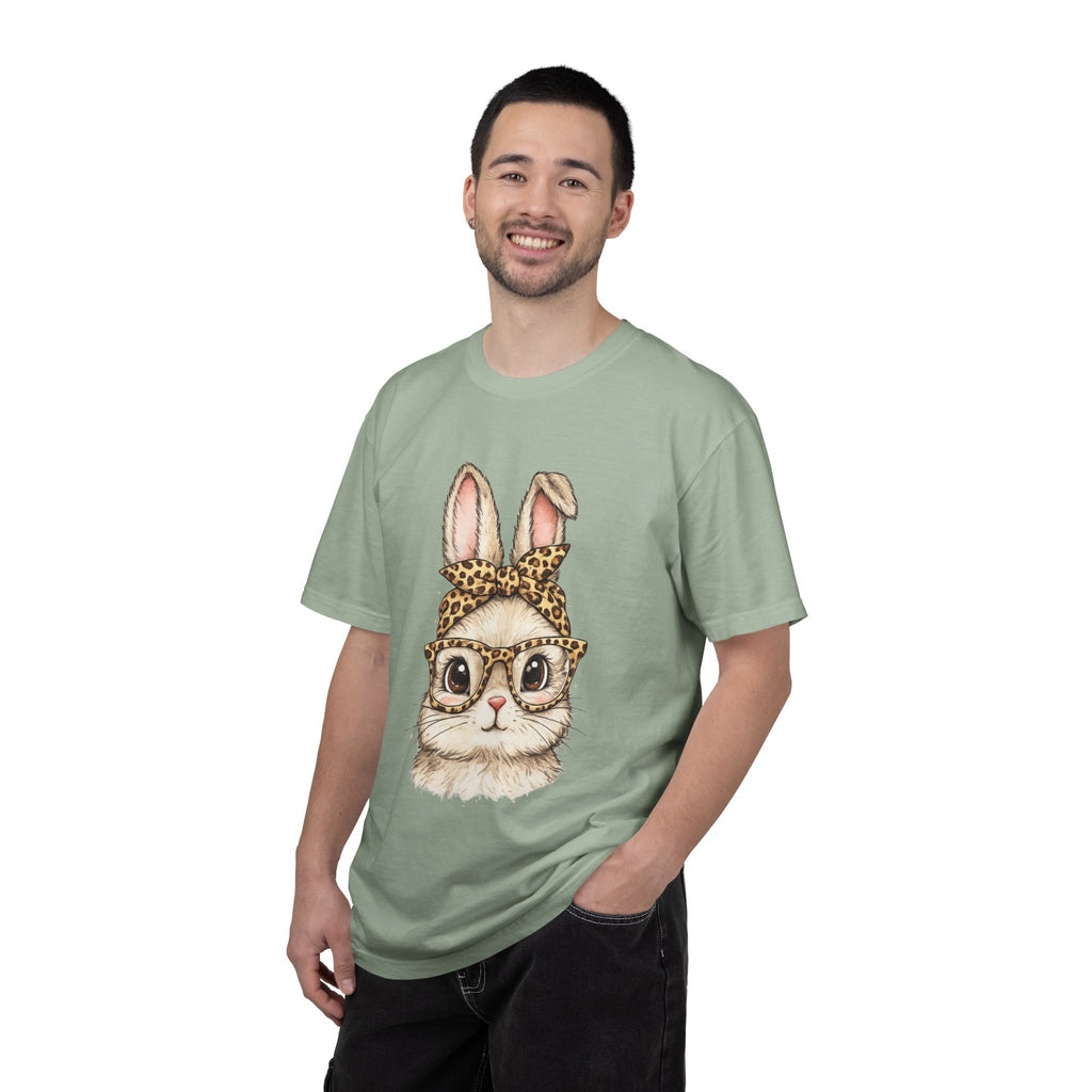 Bunny in Leopard Headband T-Shirt — Cute Vintage Rabbit Graphic Tee
