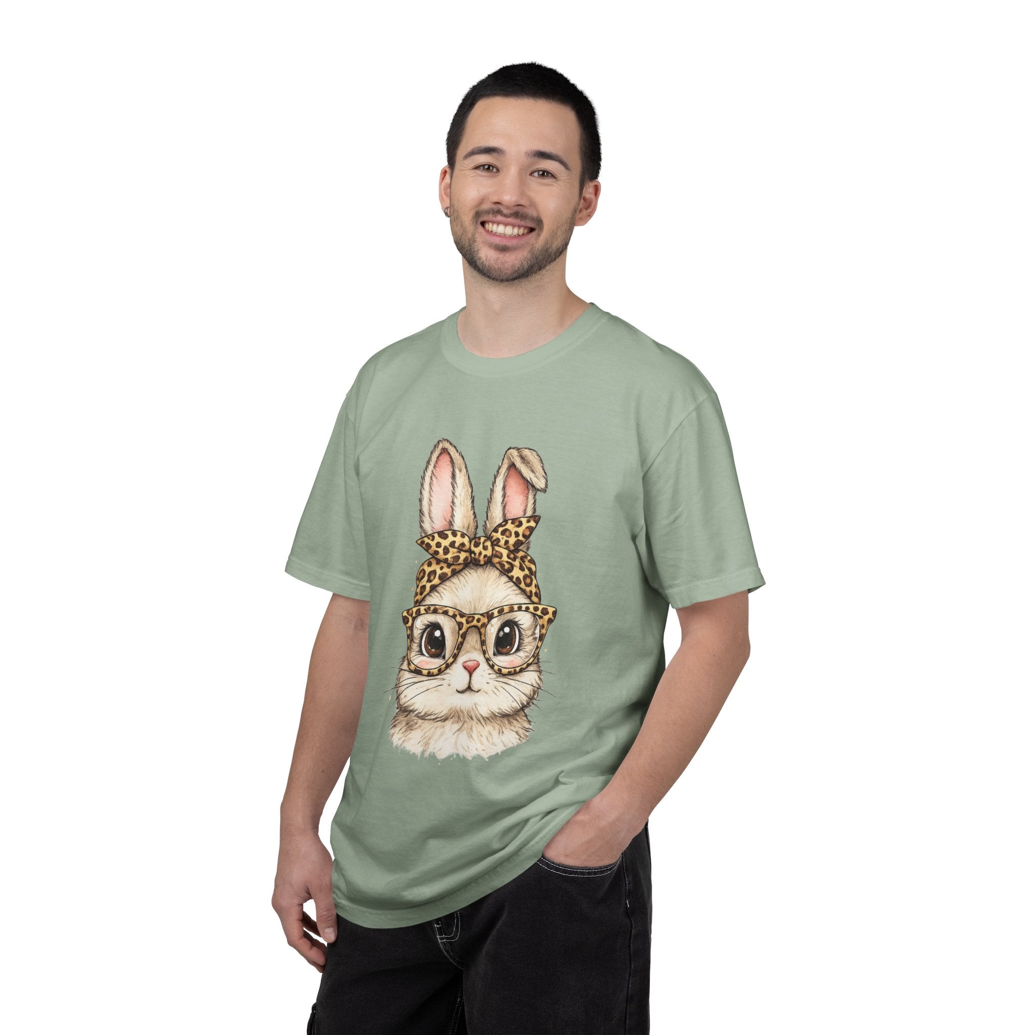 Bunny in Leopard Headband T-Shirt — Cute Vintage Rabbit Graphic Tee