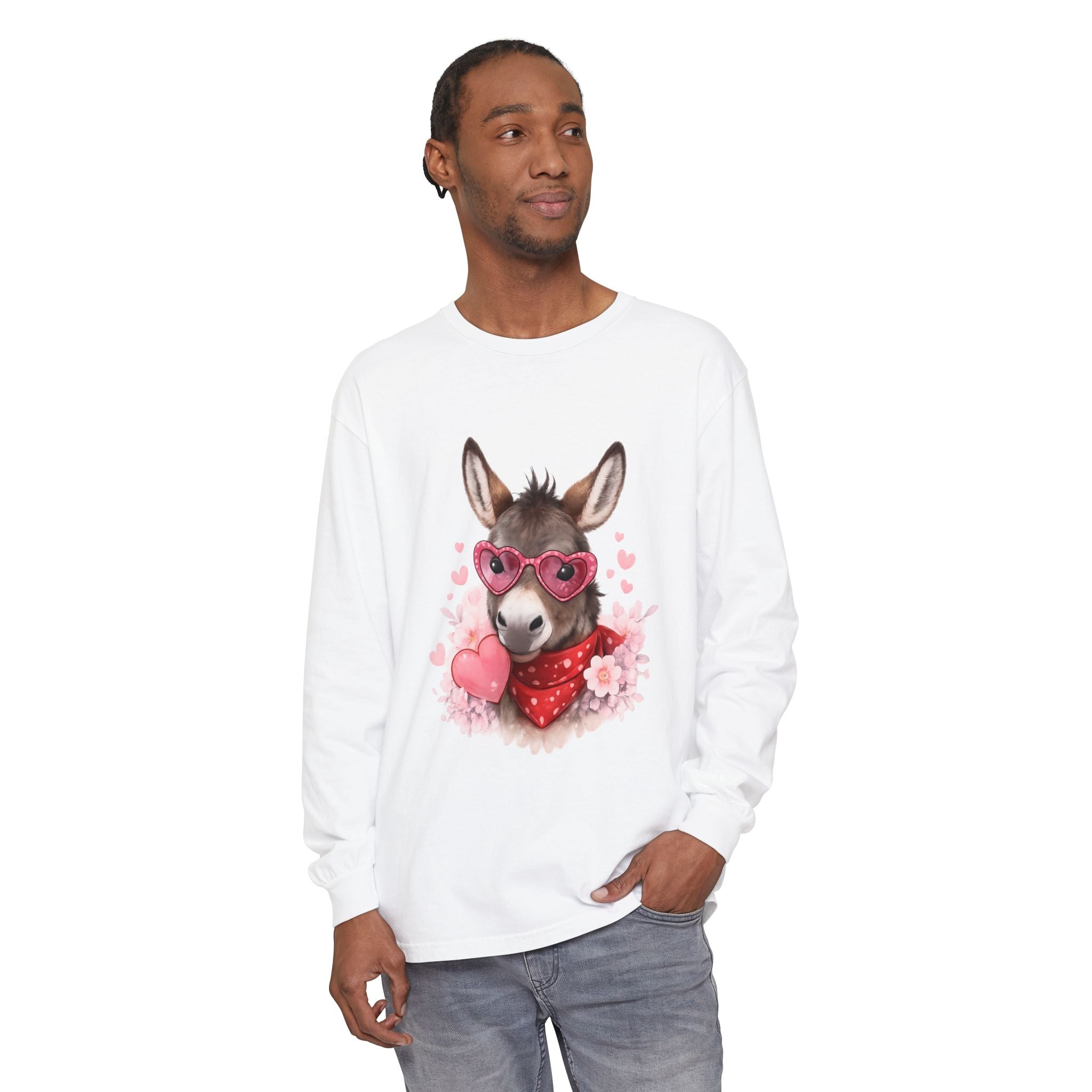 Donkey with Heart Sunglasses Long Sleeve Tee