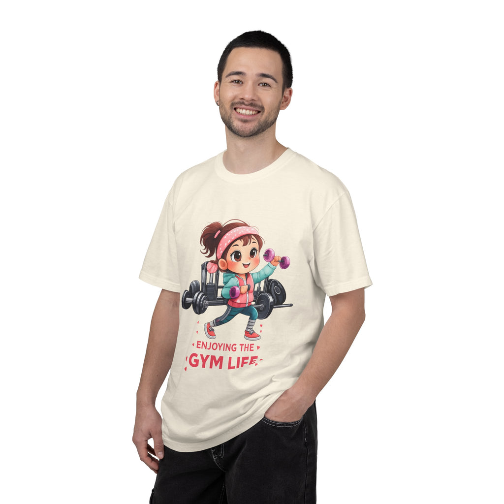 Gym Life T-Shirt — Cute Cartoon Weightlifting Tee ("Enjoying the Gym Life")