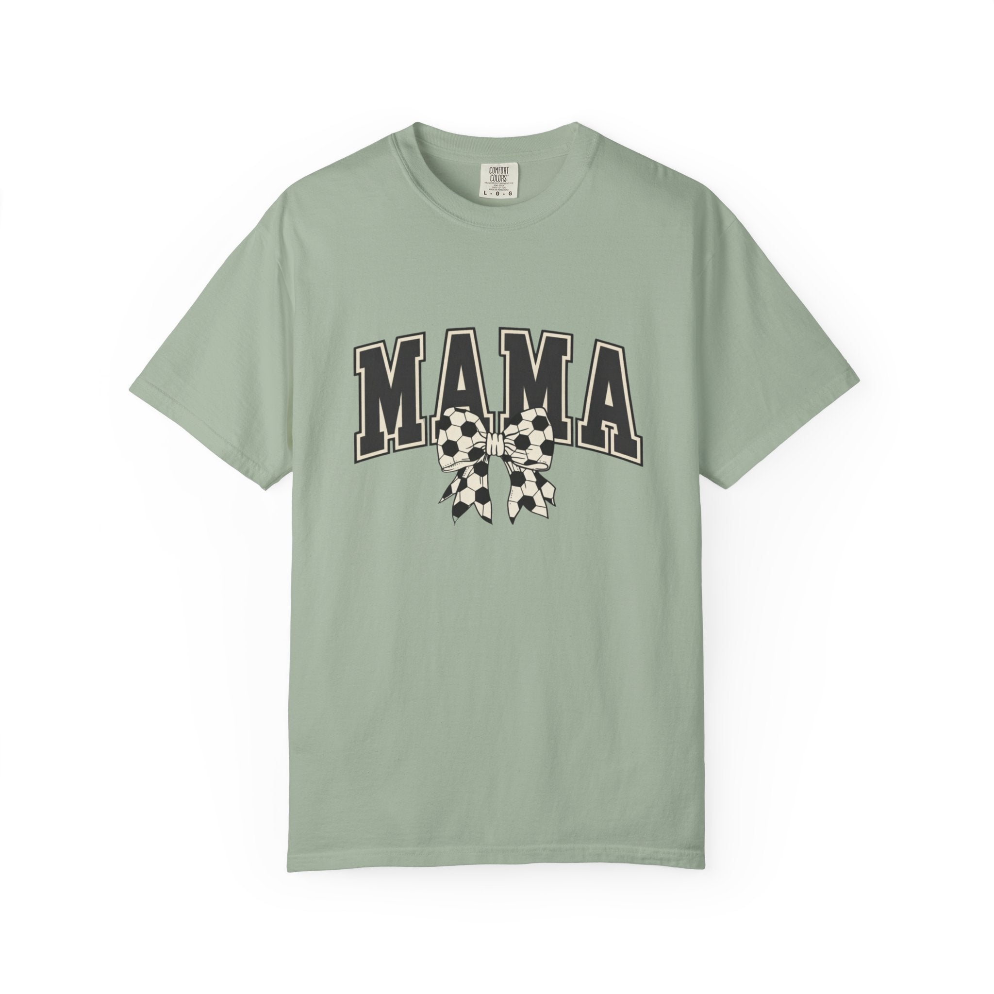 Mama Graphic T-Shirt — Retro Collegiate Letters with Polka Dot Bow