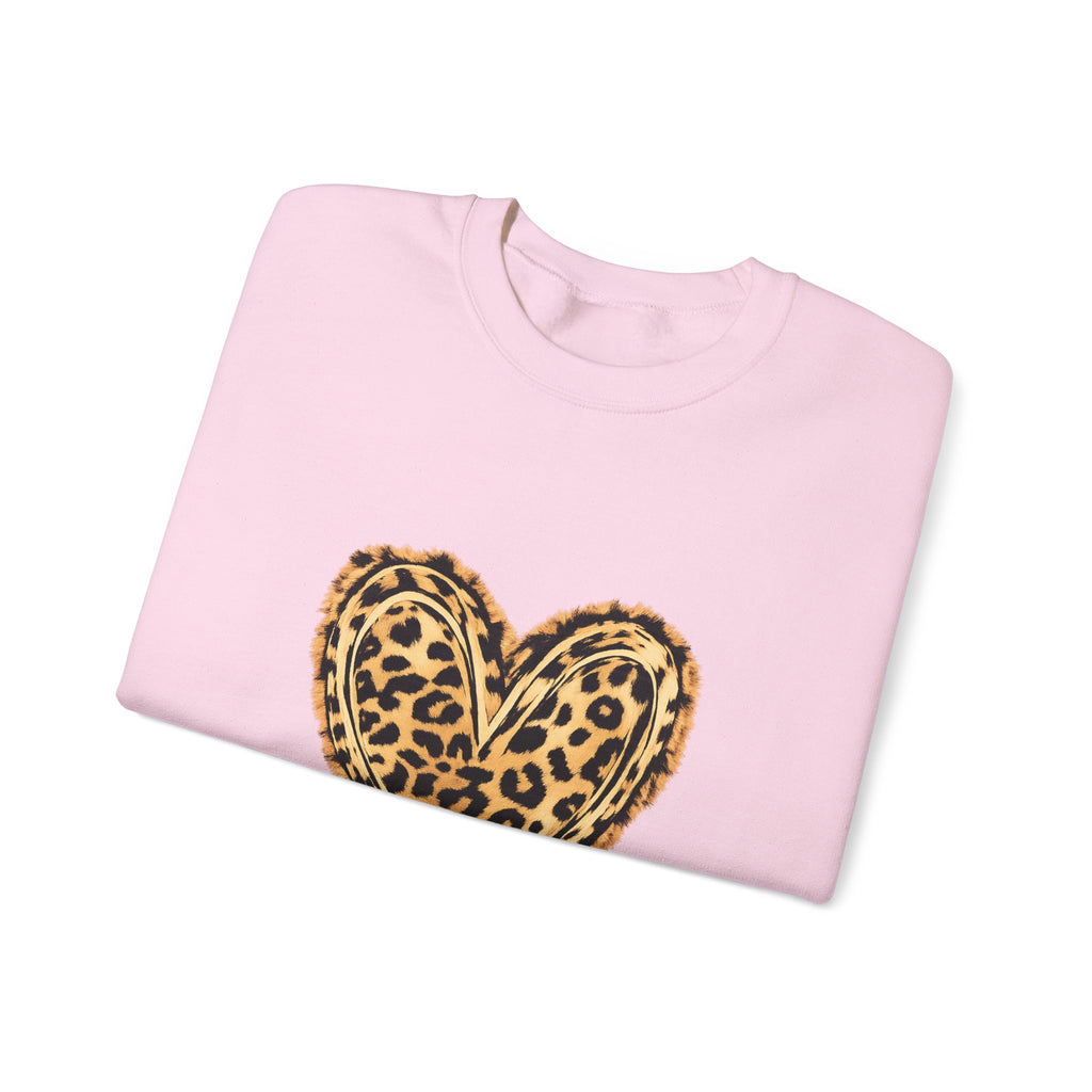 Leopard Heart Crewneck Sweatshirt - Animal Print Heart Pullover