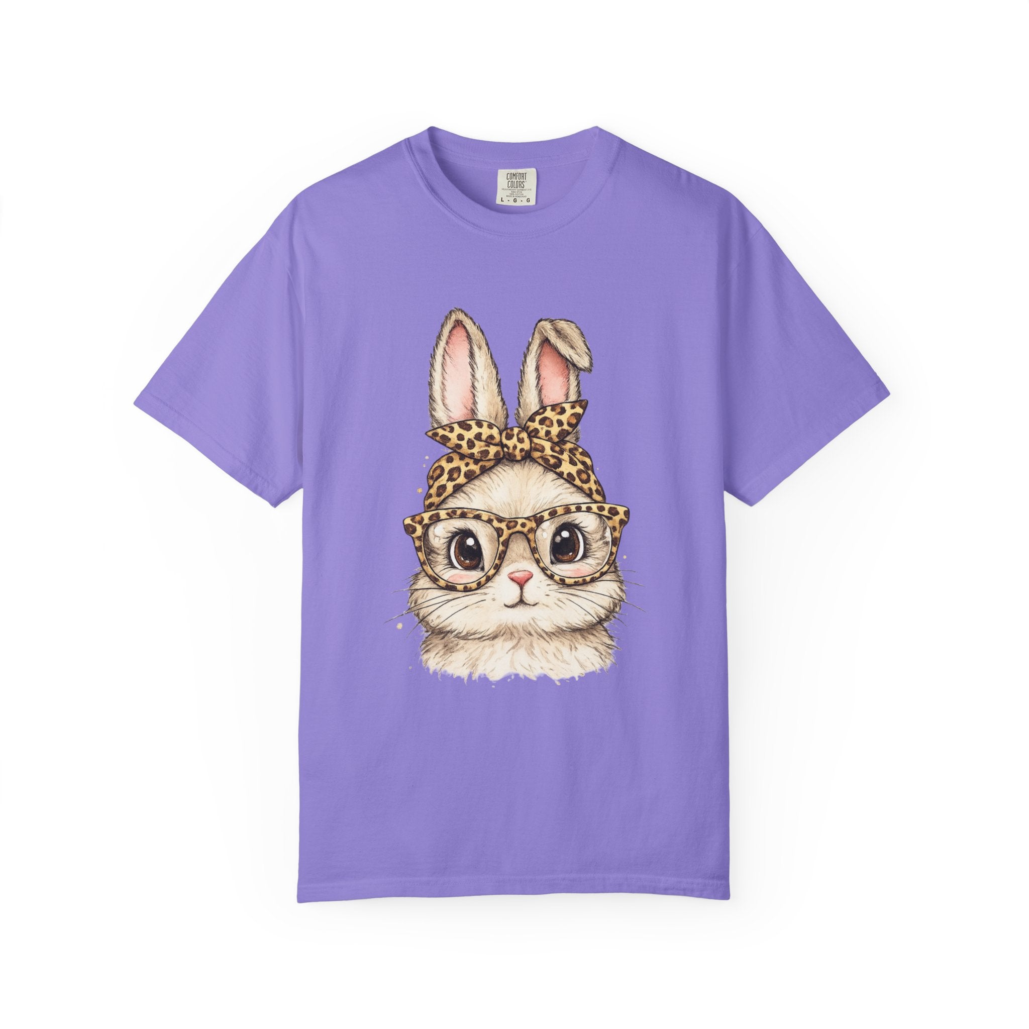 Bunny in Leopard Headband T-Shirt — Cute Vintage Rabbit Graphic Tee