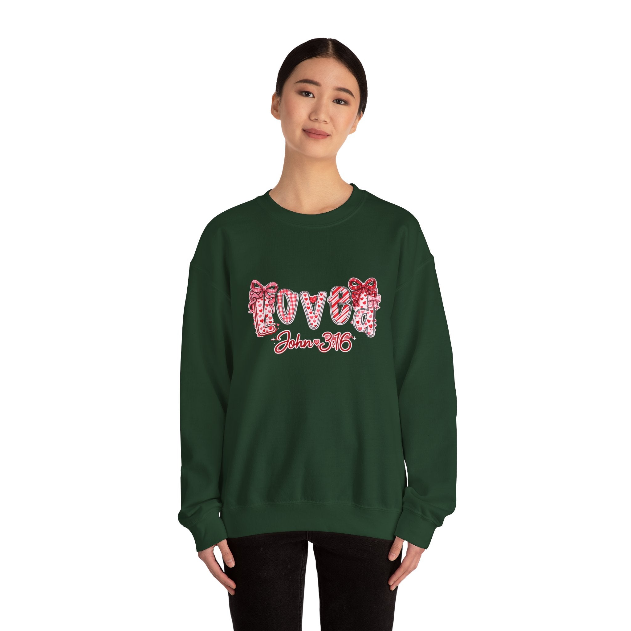 Valentine 'Love' Crewneck Sweatshirt — John 3:16 Script