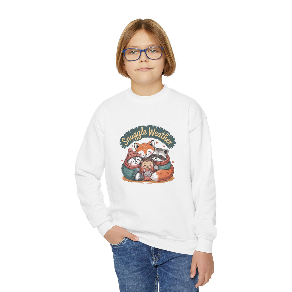 Youth Sweatshirt — "Snuggle Weather" Forest Animal Crewneck