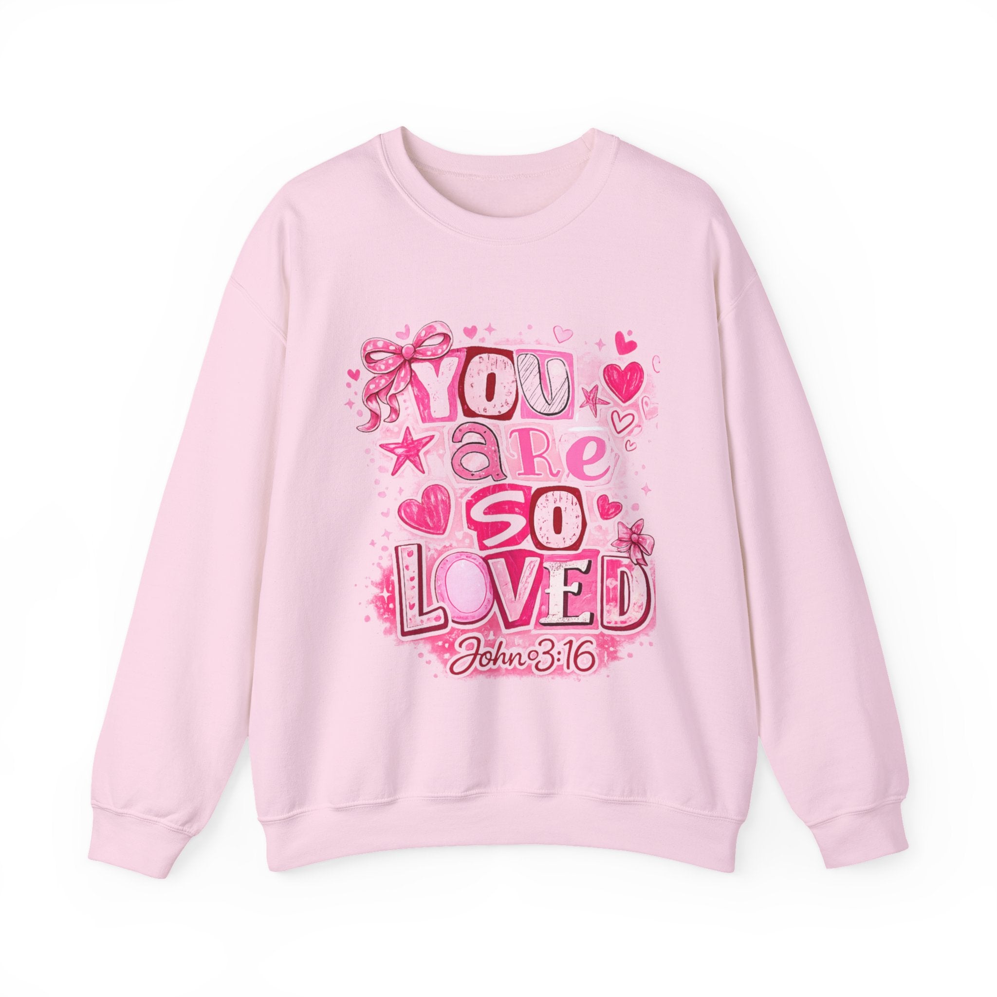 Crewneck Sweatshirt — "You Are So Loved" Christian Heart Design (John 3:16)
