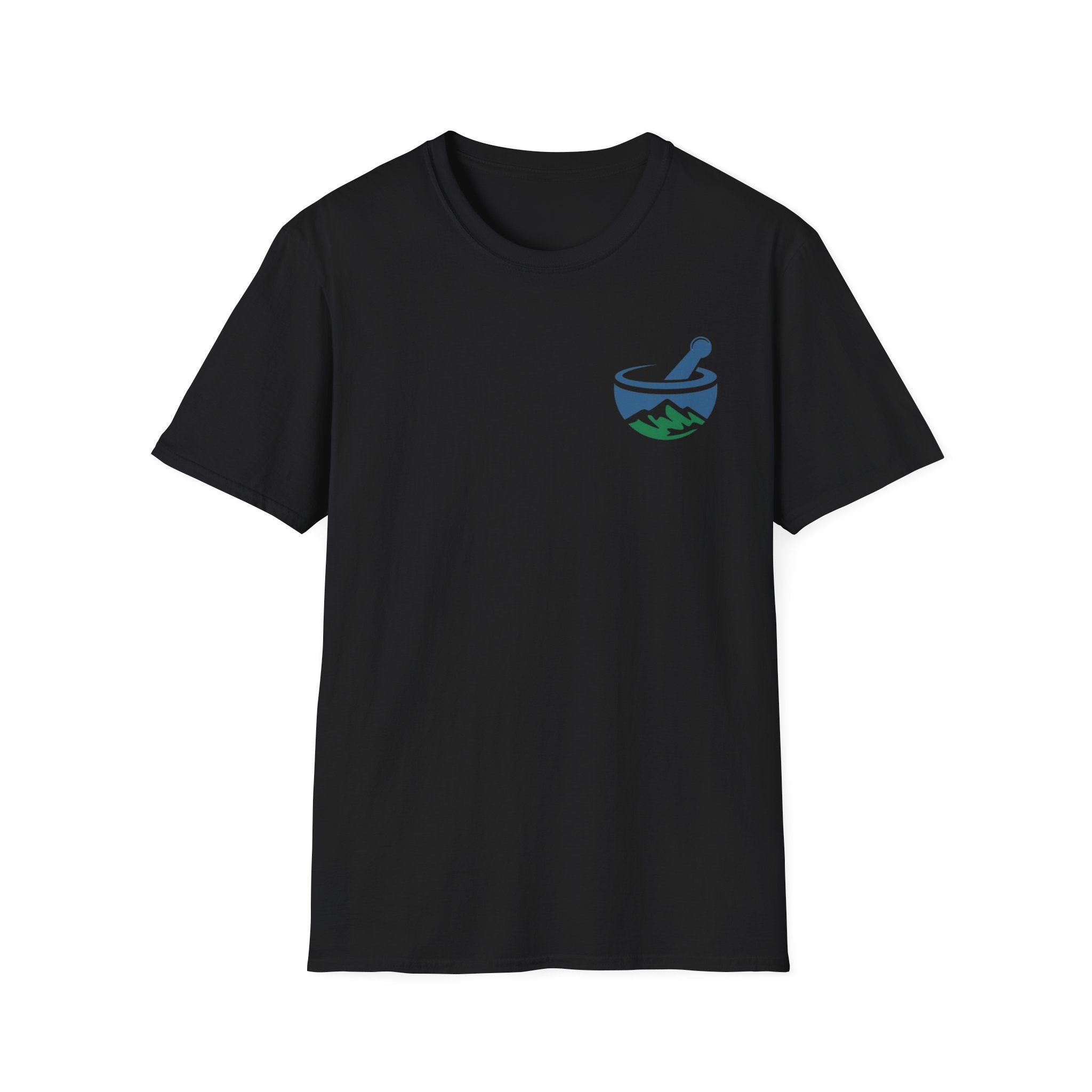 Scenic Pharmacy T-Shirt — Mountain Mortar & Pestle Logo Tee