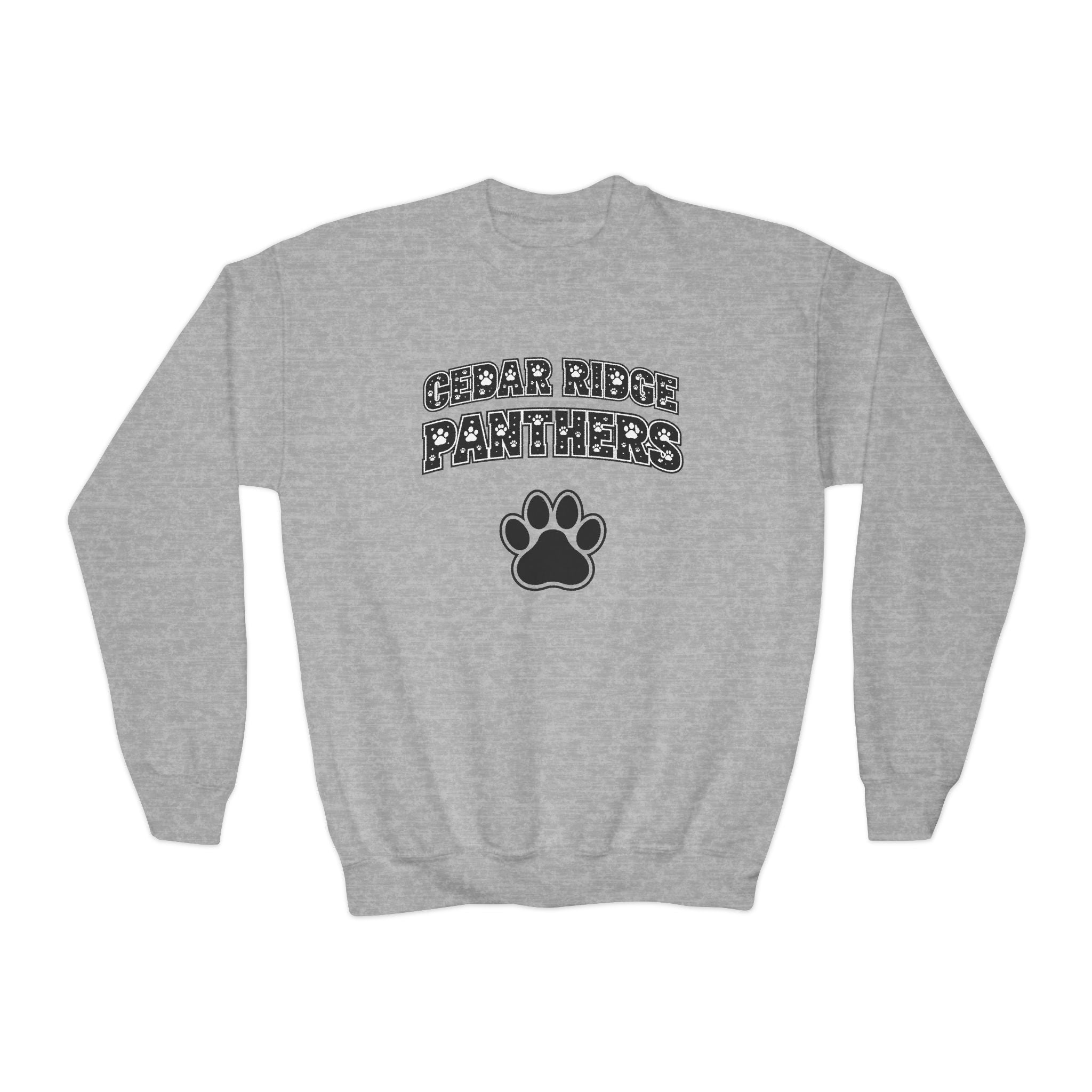 Youth Crewneck Sweatshirt — Cedar Ridge Panthers Paw Logo
