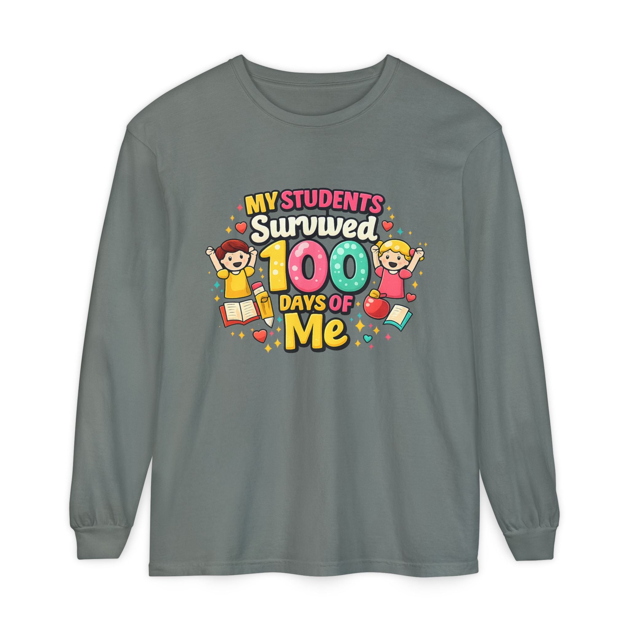 Teacher 'My Students Survived 100 Days of Me' Long Sleeve Tee