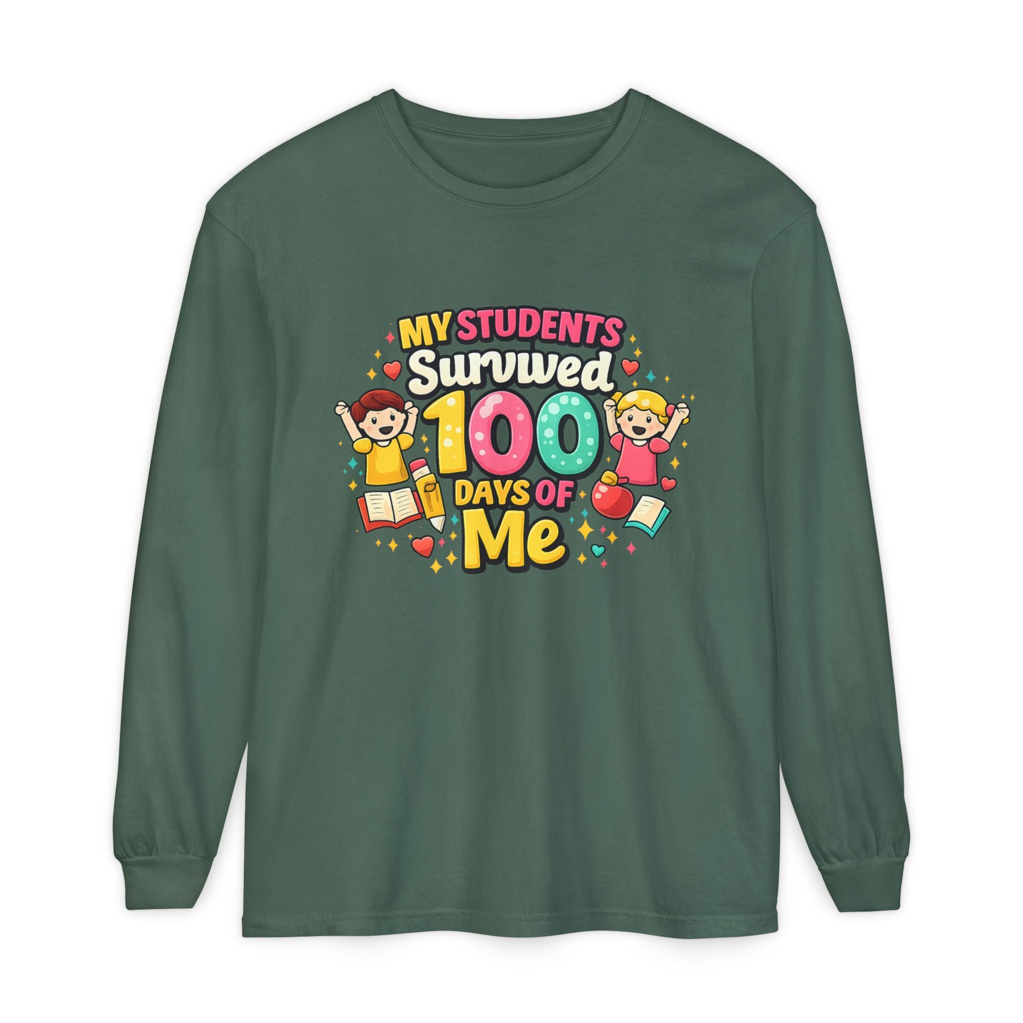 Teacher 'My Students Survived 100 Days of Me' Long Sleeve Tee
