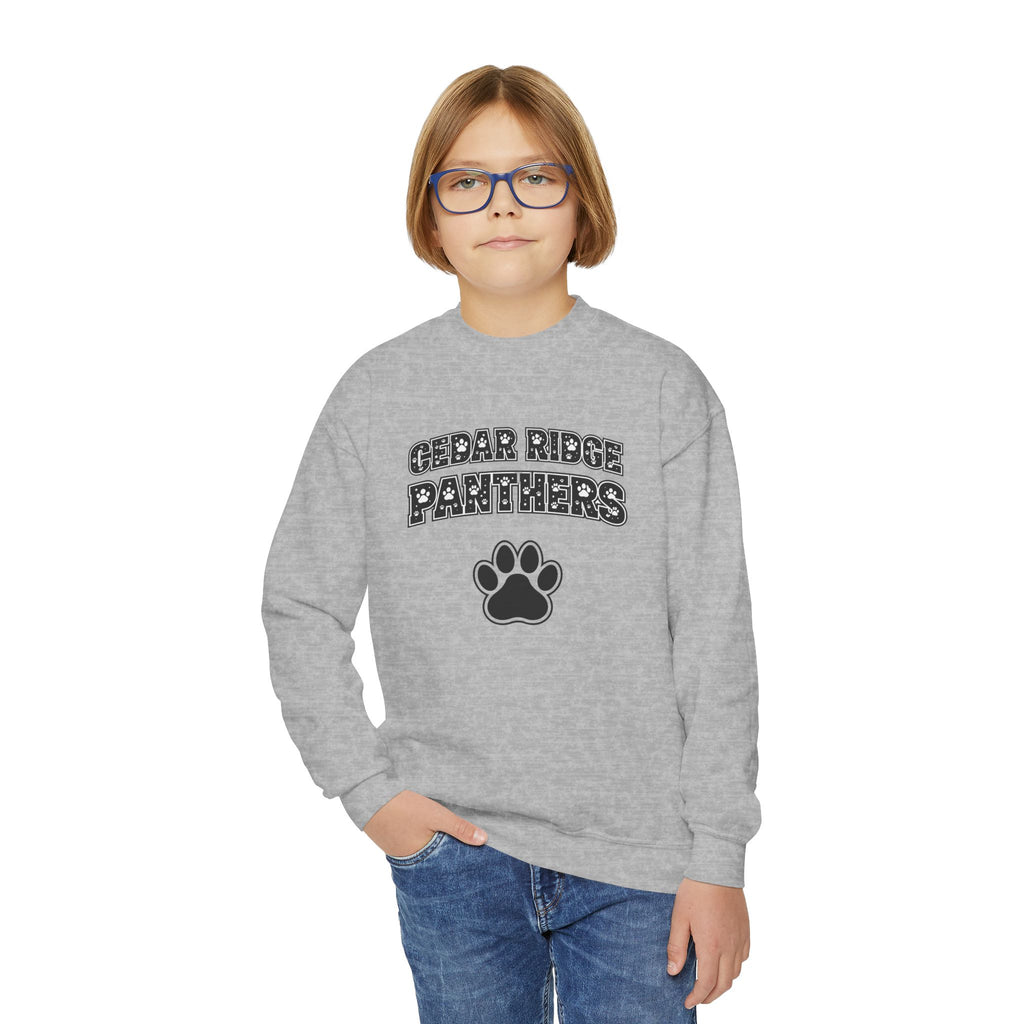 Youth Crewneck Sweatshirt — Cedar Ridge Panthers Paw Logo