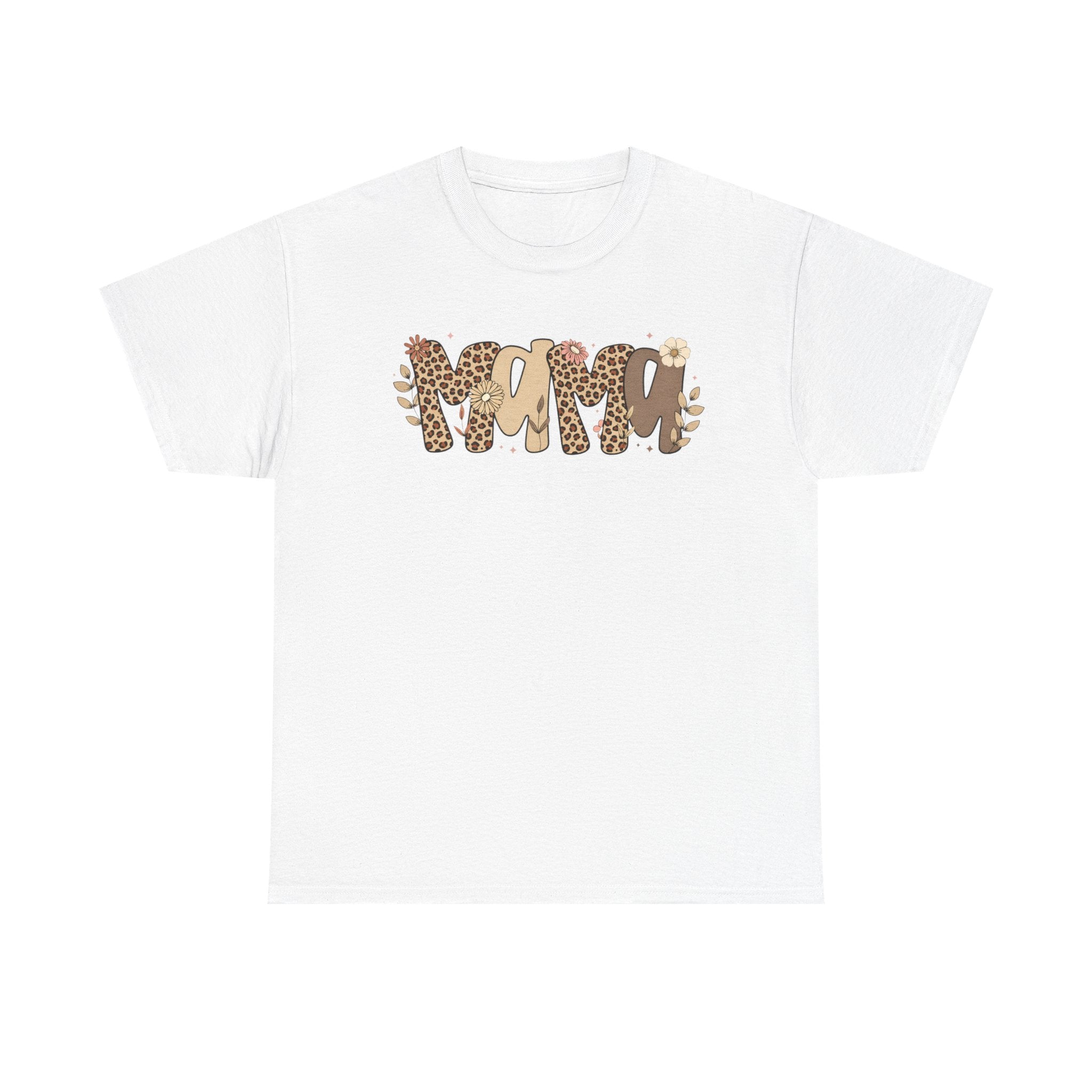 Mama Leopard Print T-Shirt — 'MAMA' Heart Graphic Mother's Day Tee