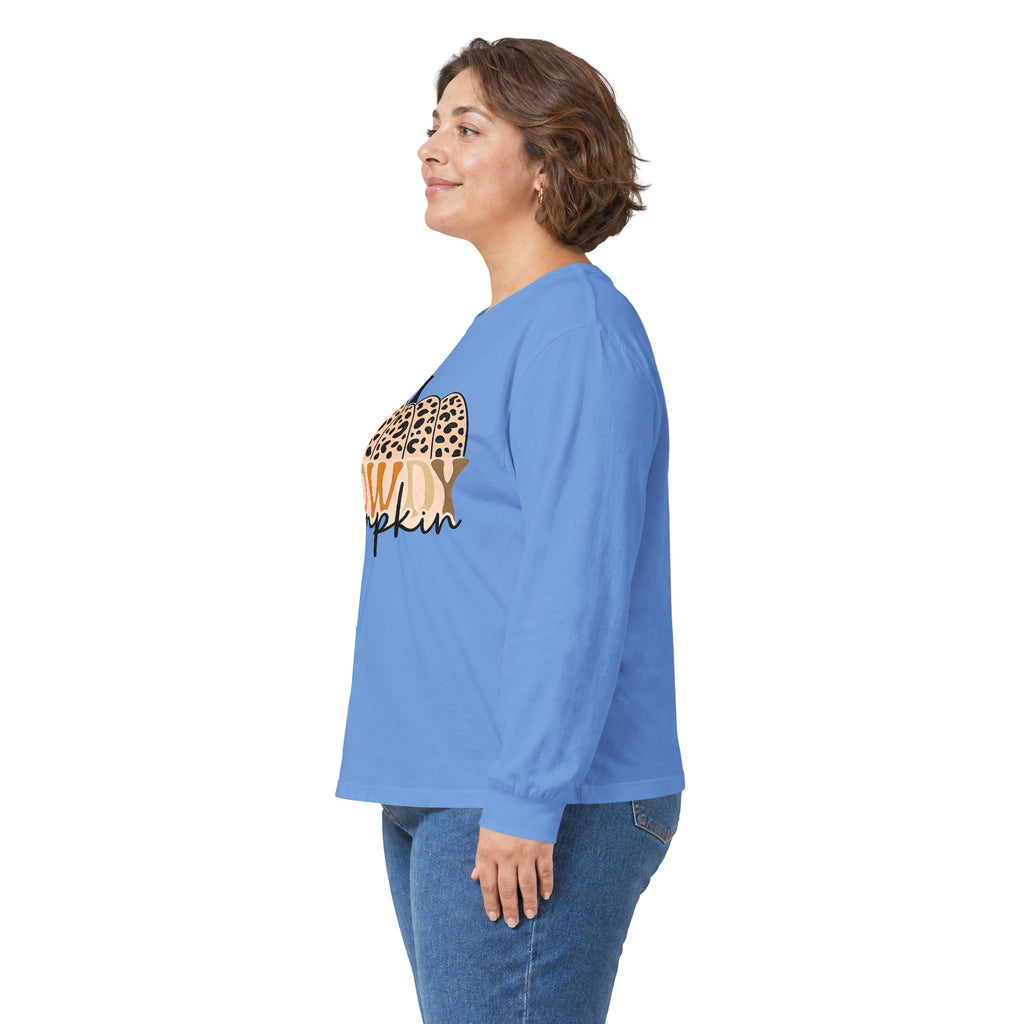 Howdy Pumpkin Long Sleeve Tee — Leopard Print Fall Graphic Shirt