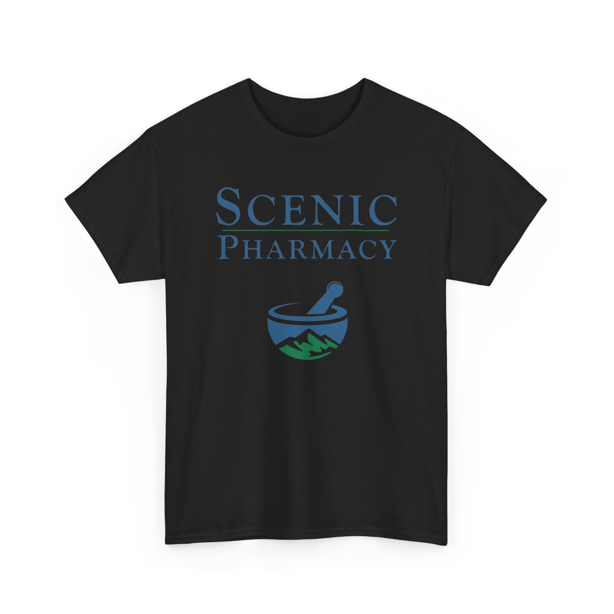 Scenic Pharmacy T-Shirt — Mountain Mortar & Pestle Graphic Tee