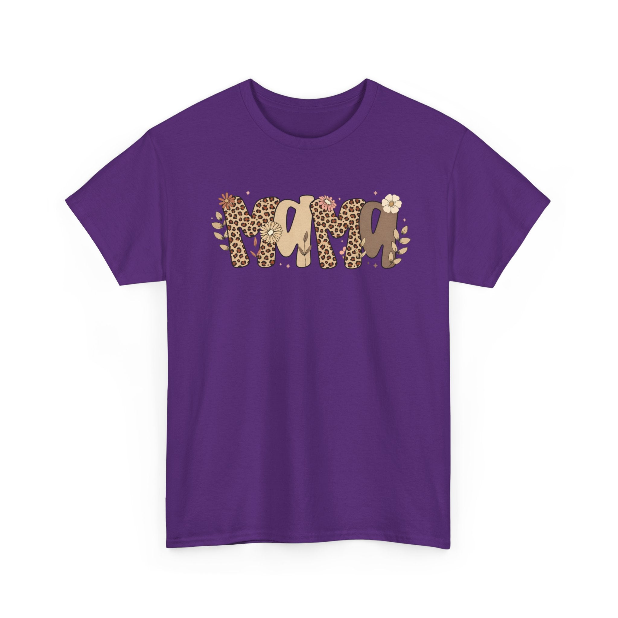 Mama Leopard Print T-Shirt — 'MAMA' Heart Graphic Mother's Day Tee