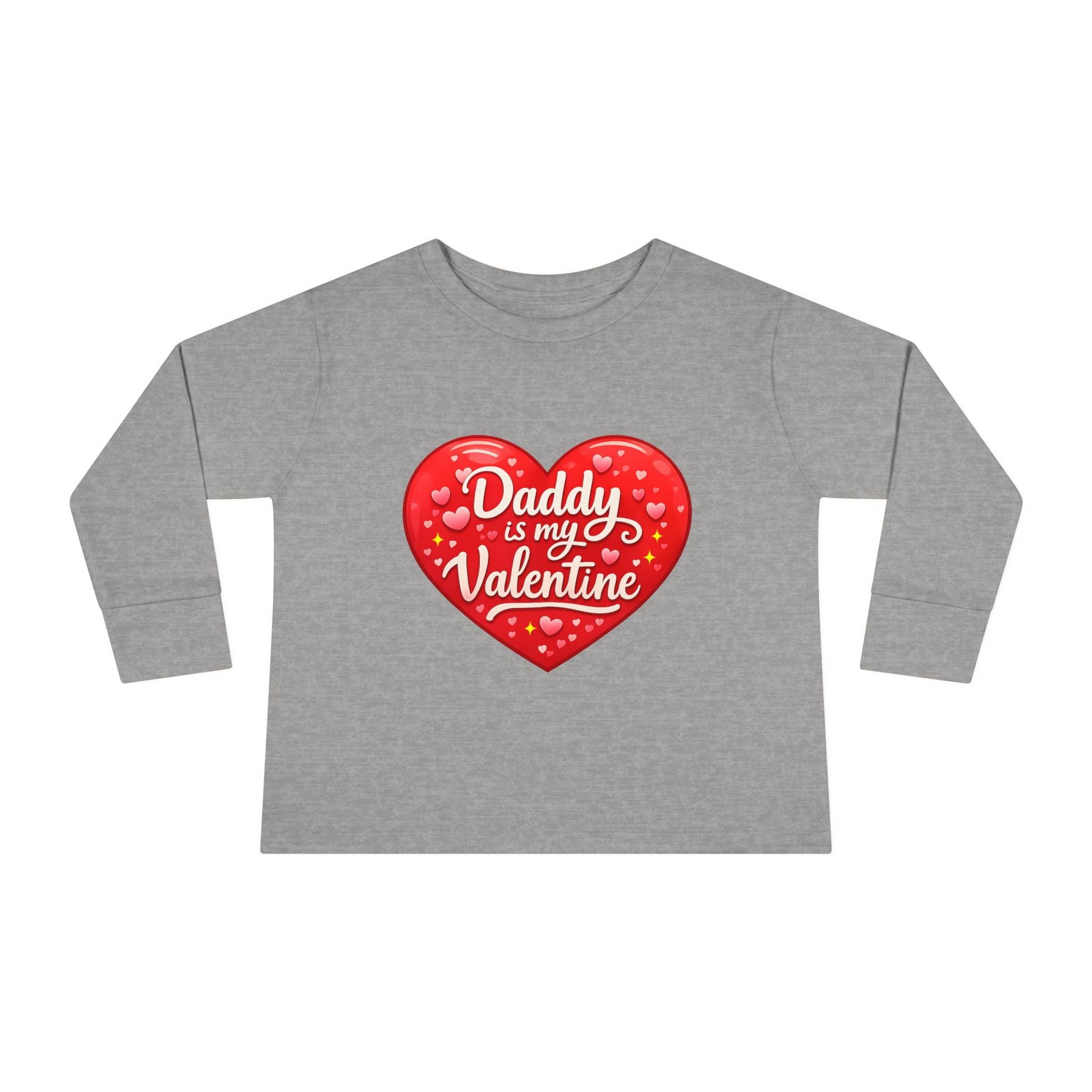 Toddler Long Sleeve Tee - "Daddy Is My Valentine" Heart Graphic Valentine's Day Shirt
