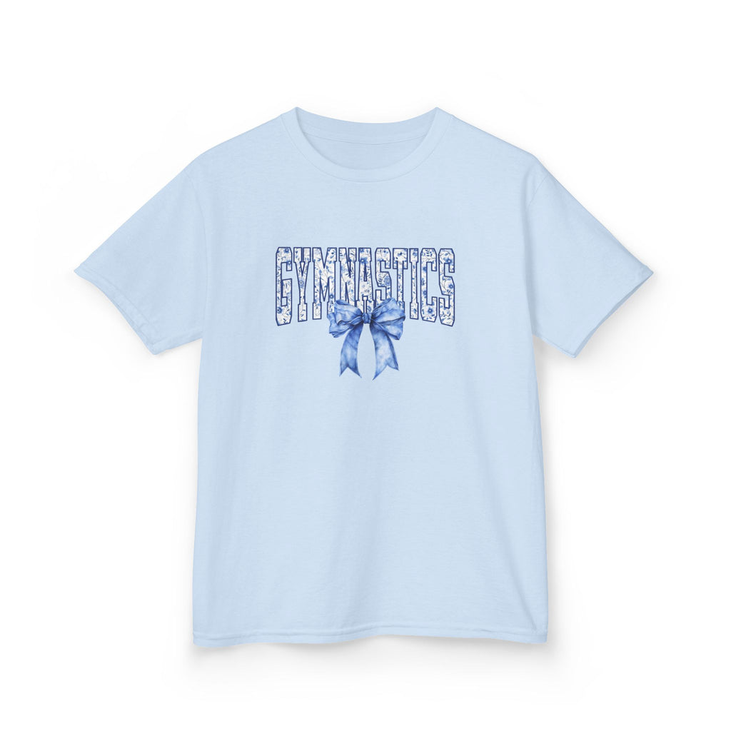 Gymnastics Kids Tee — Blue Bow Athletic Shirt for Girls