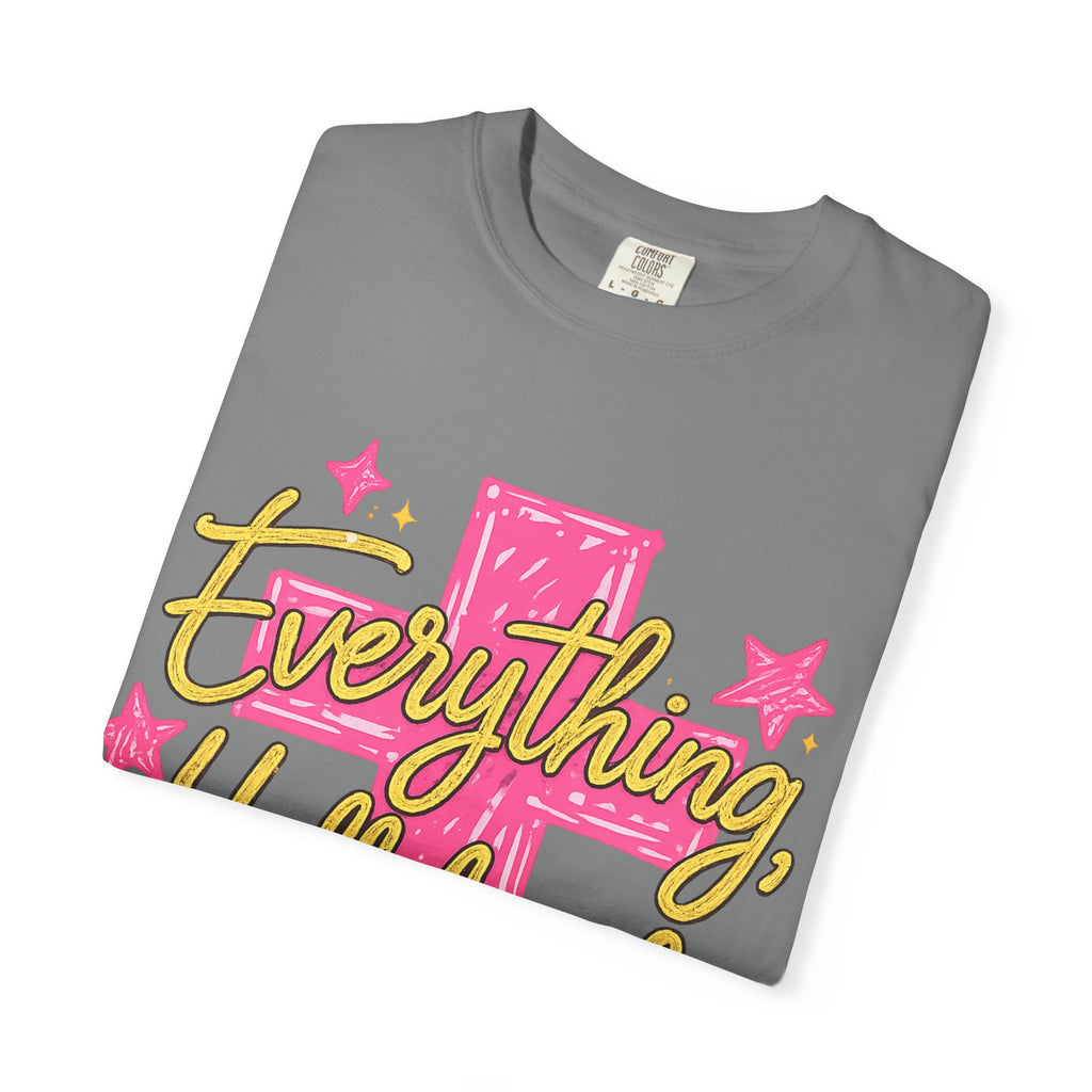 Everything, Hallelujah T-Shirt — Bright Pink Cross & Script Christian Tee
