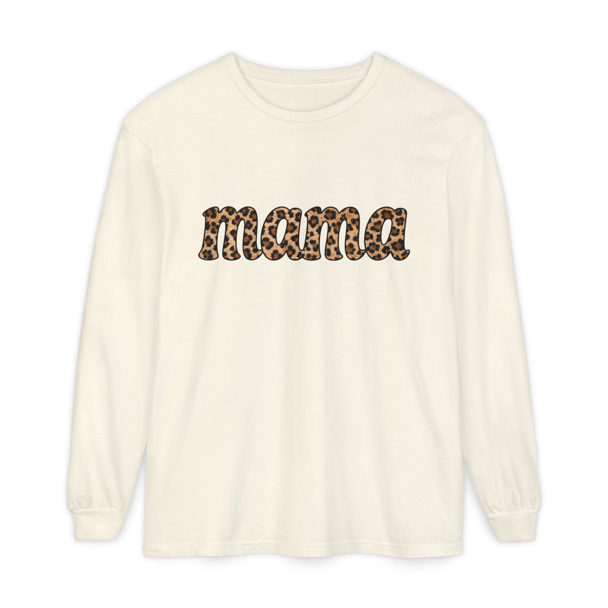 Mama Leopard Print Long Sleeve Tee