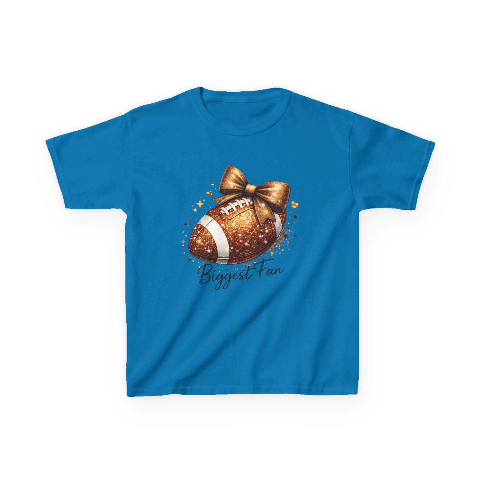 Kids Tee — 'Biggest Fan' Glitter Football Design