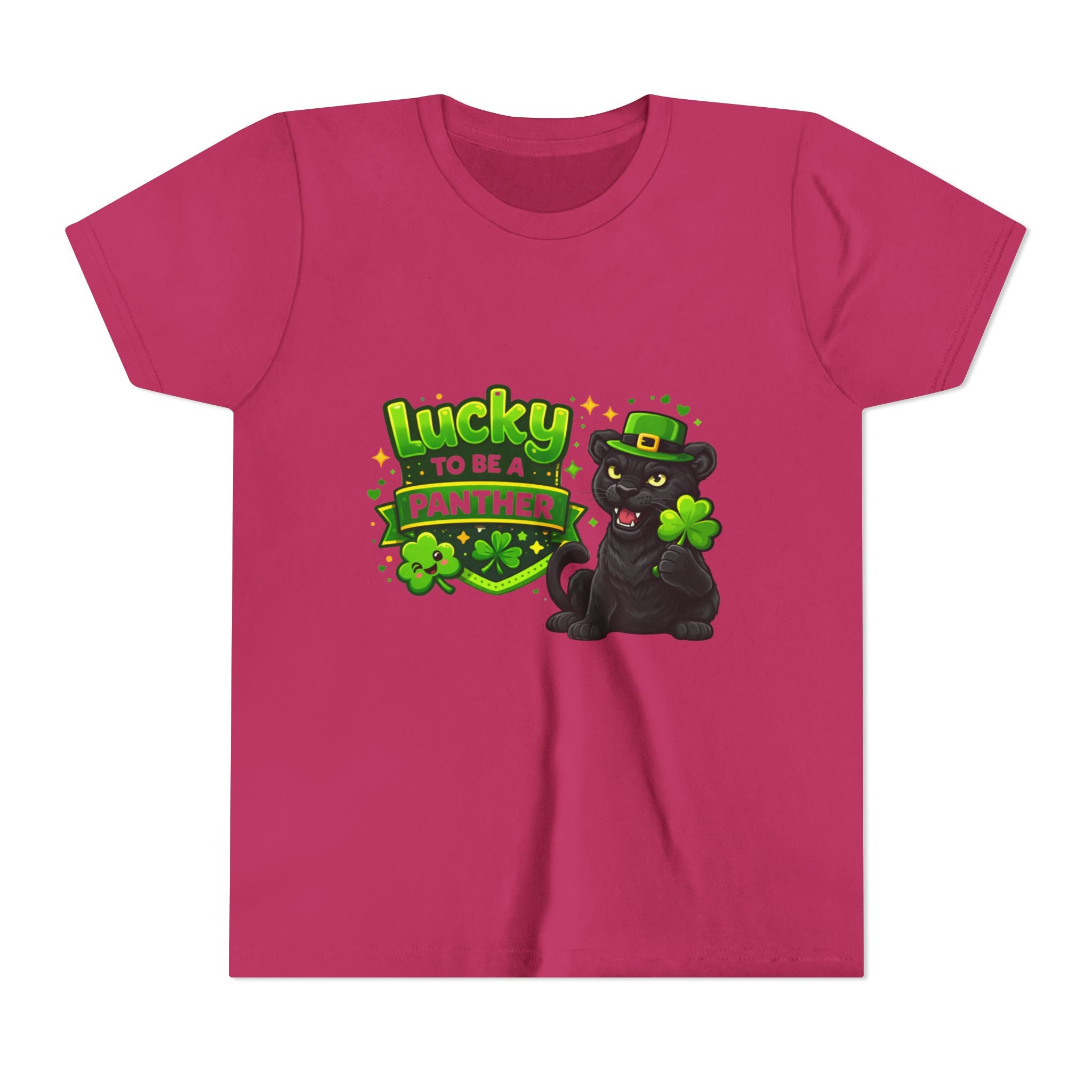 Youth Tee — "Lucky to Be a Panther" St. Patrick's Day Shamrock Tee
