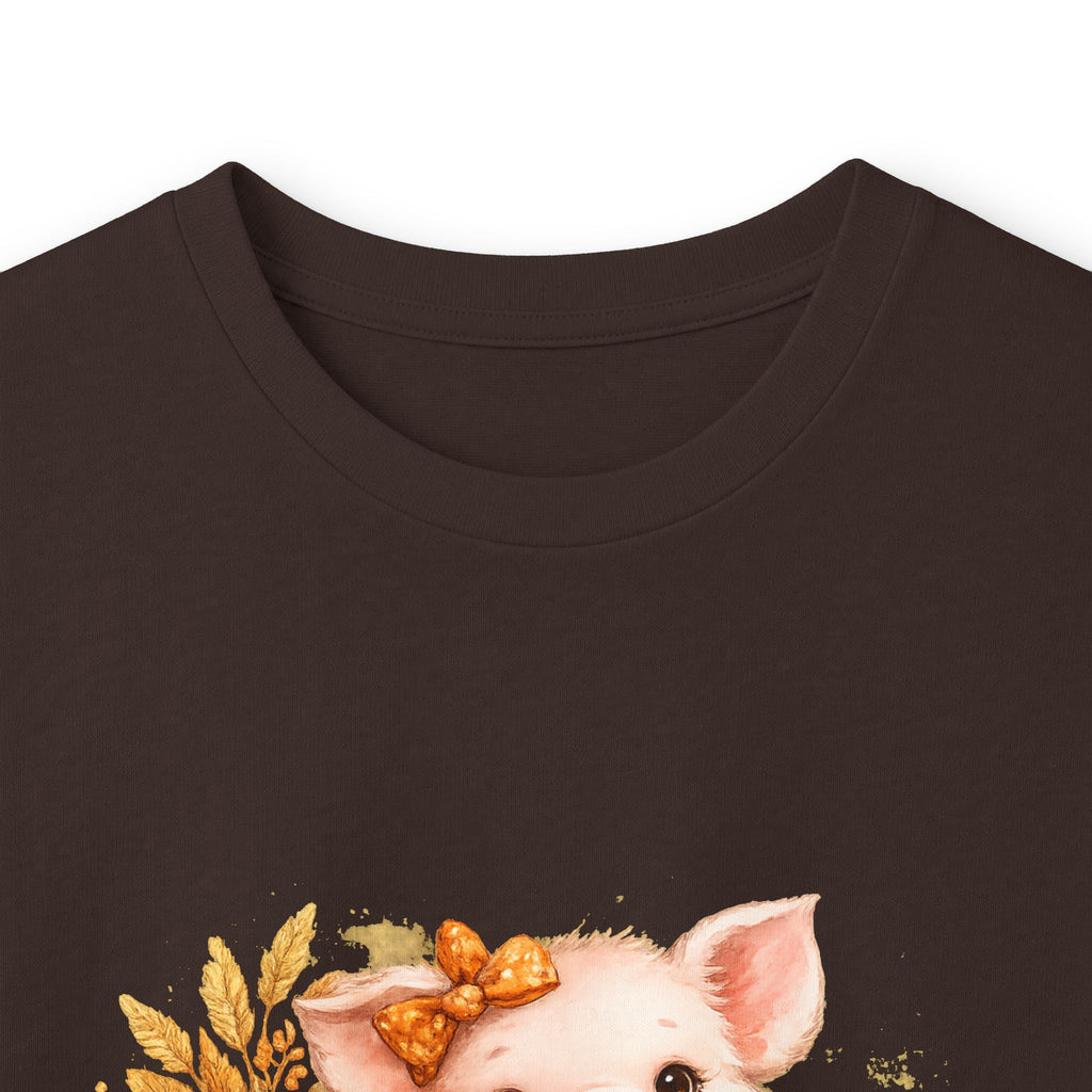 Long Sleeve Tee — Cute Fall Pig with Pumpkins & Sunflower Autumn Graphic