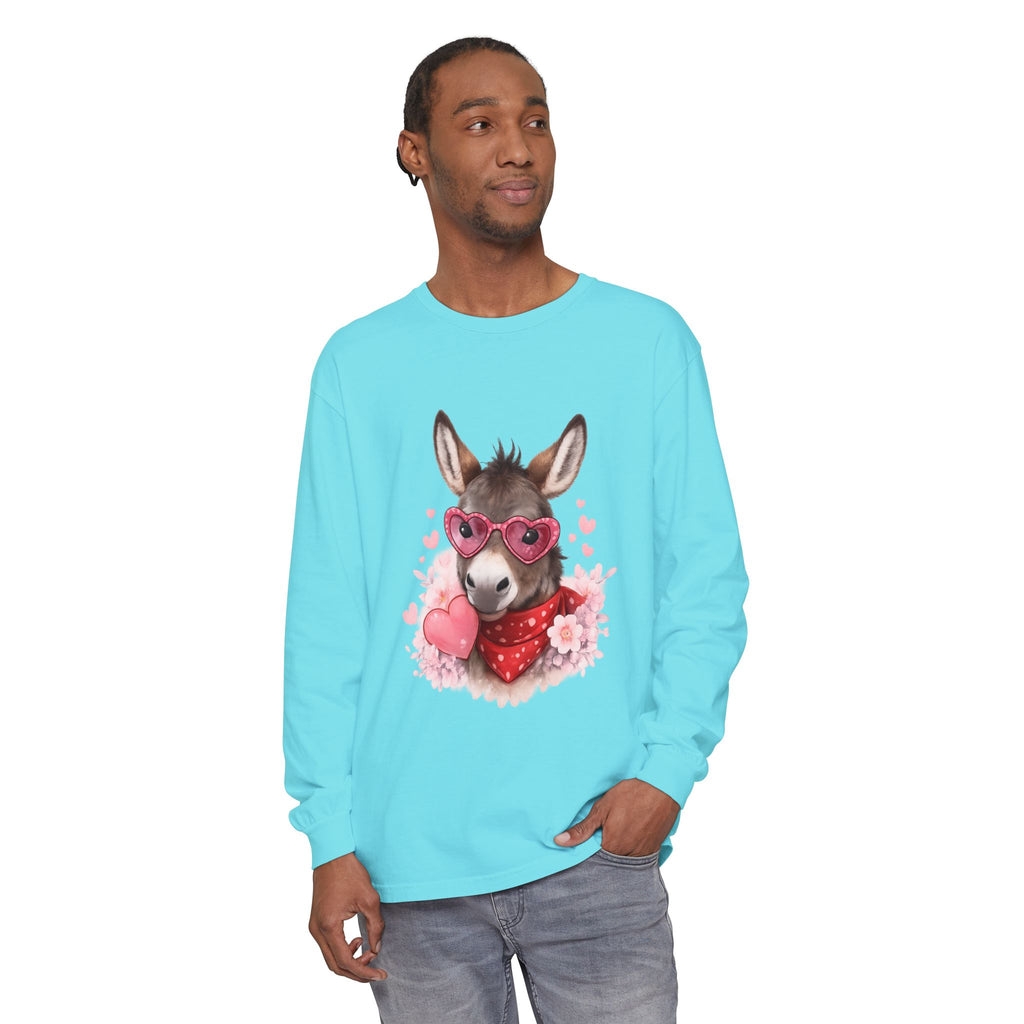 Donkey with Heart Sunglasses Long Sleeve Tee