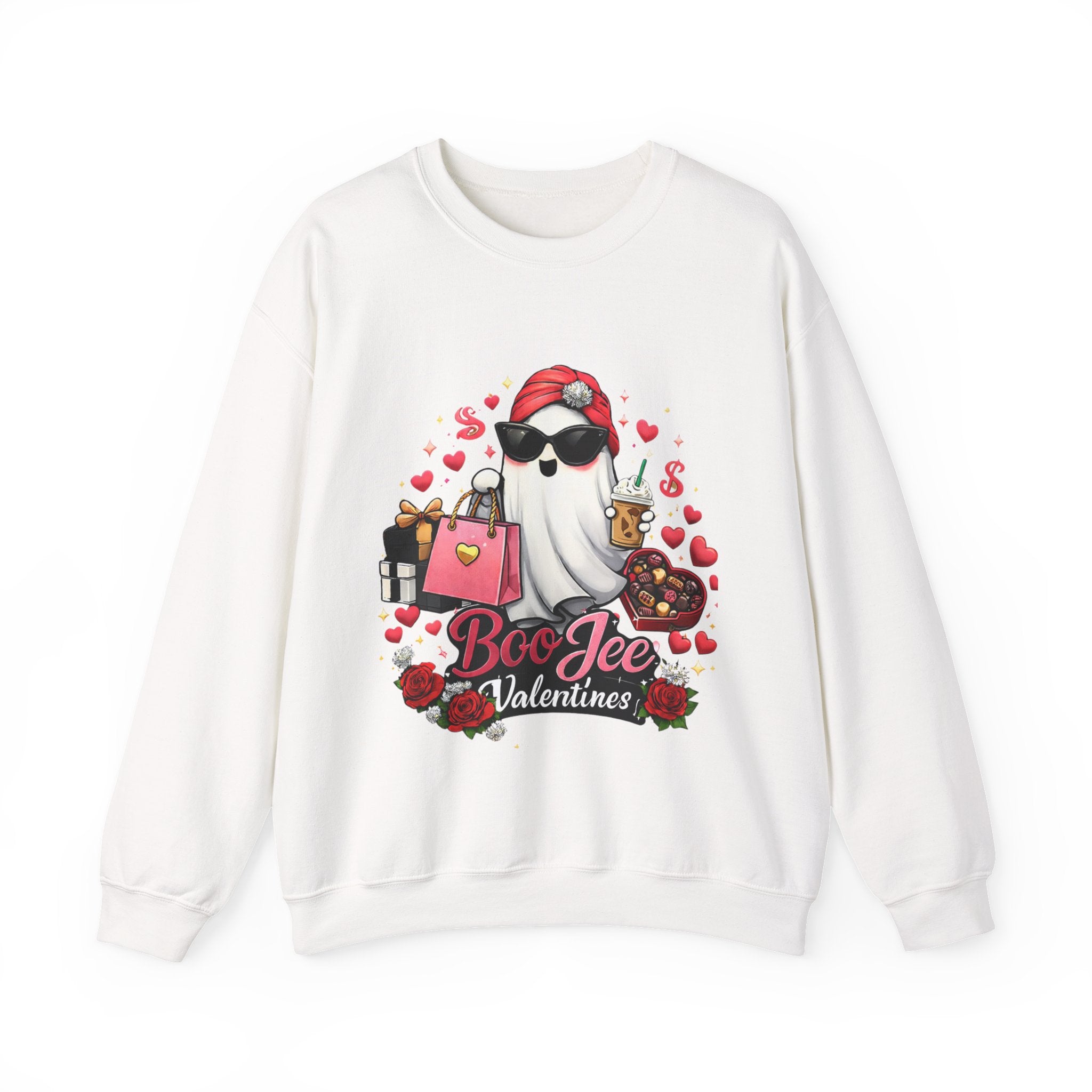 Valentine Boo Tee Sweatshirt — Cute Ghost Valentine Graphic Crewneck