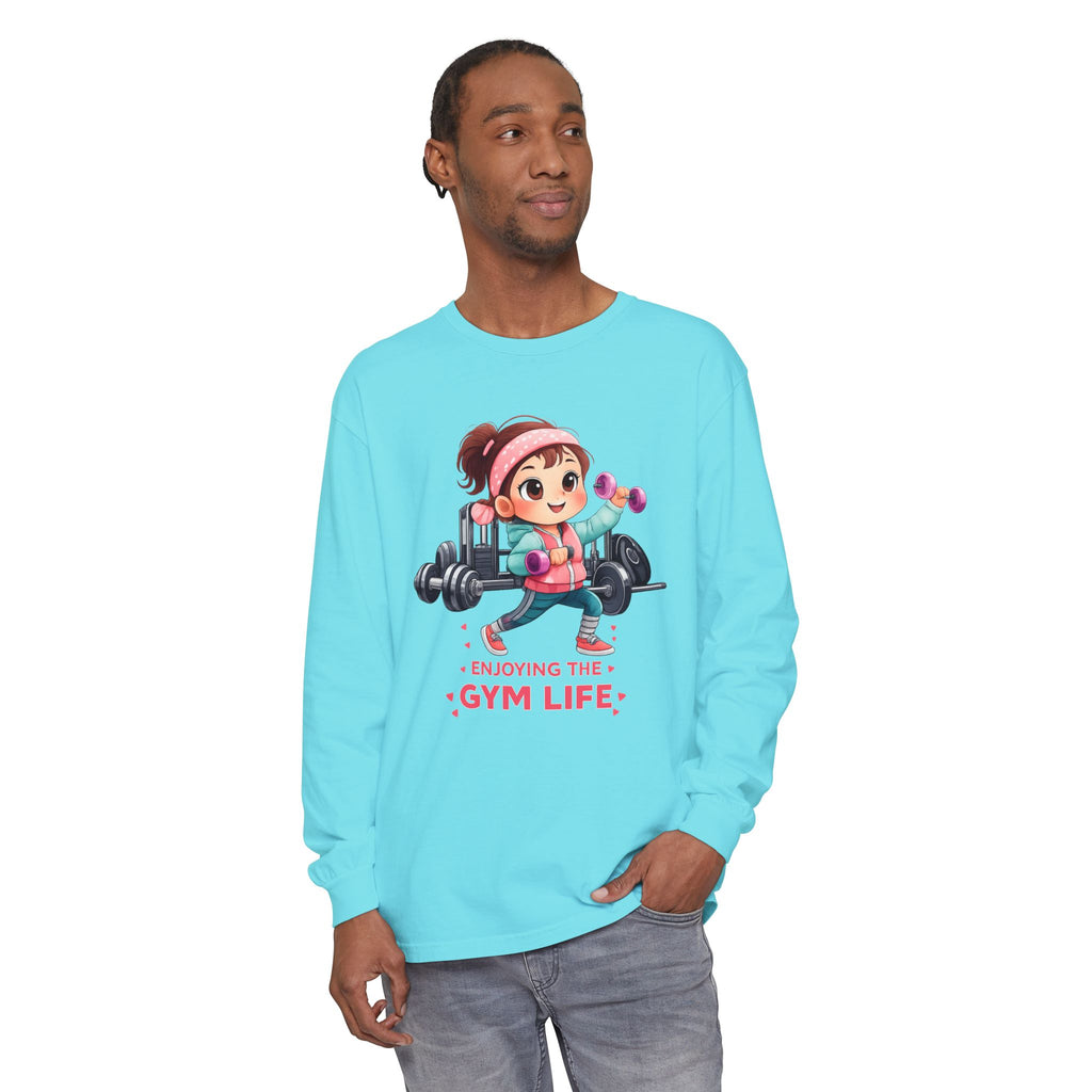 Gym Life Long Sleeve Tee — Cute Girl Weightlifting Fitness Shirt