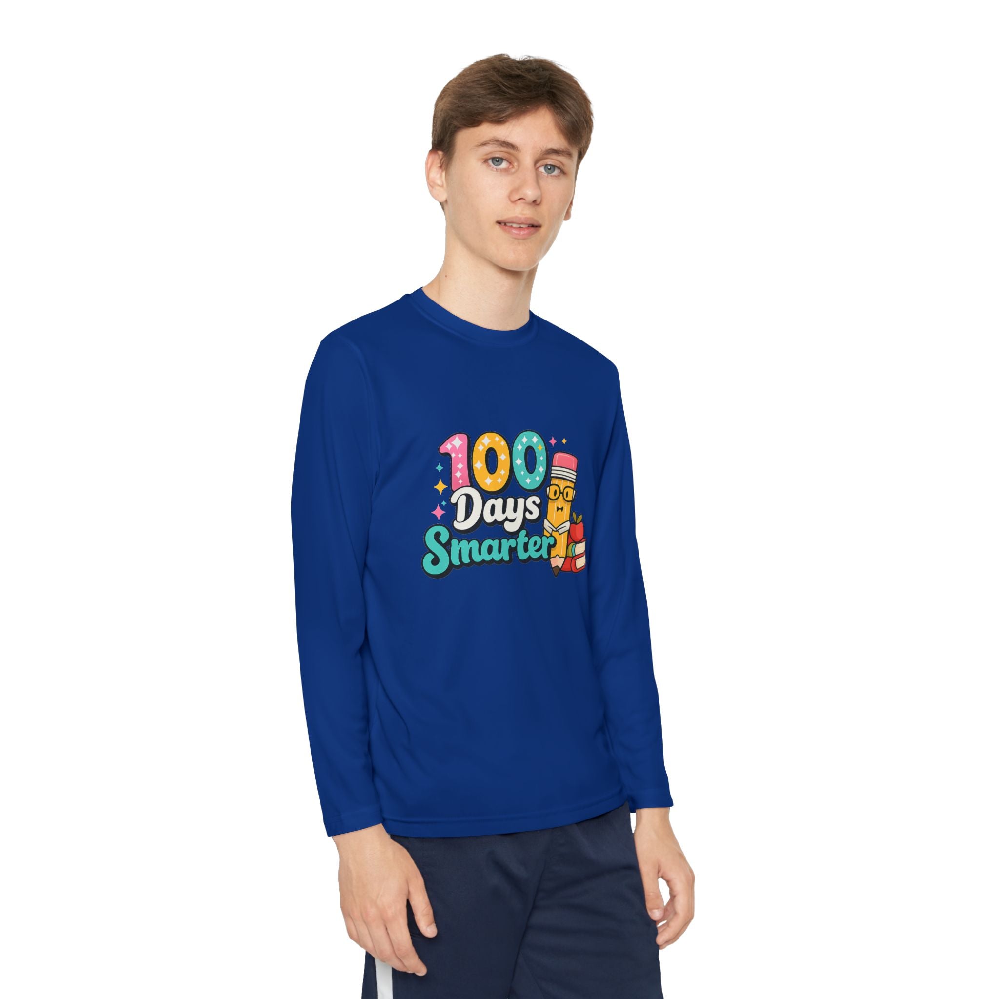 Youth Long Sleeve Tee - "100 Days Smarter" School Celebration Shirt