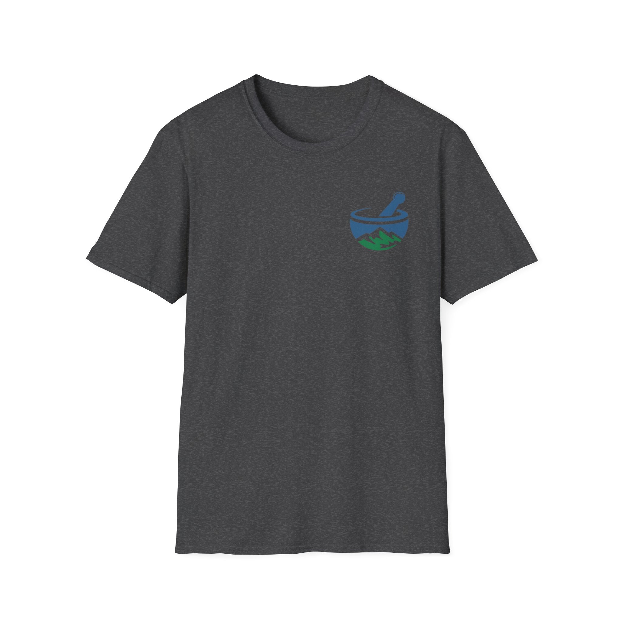 Scenic Pharmacy T-Shirt — Mountain Mortar & Pestle Logo Tee