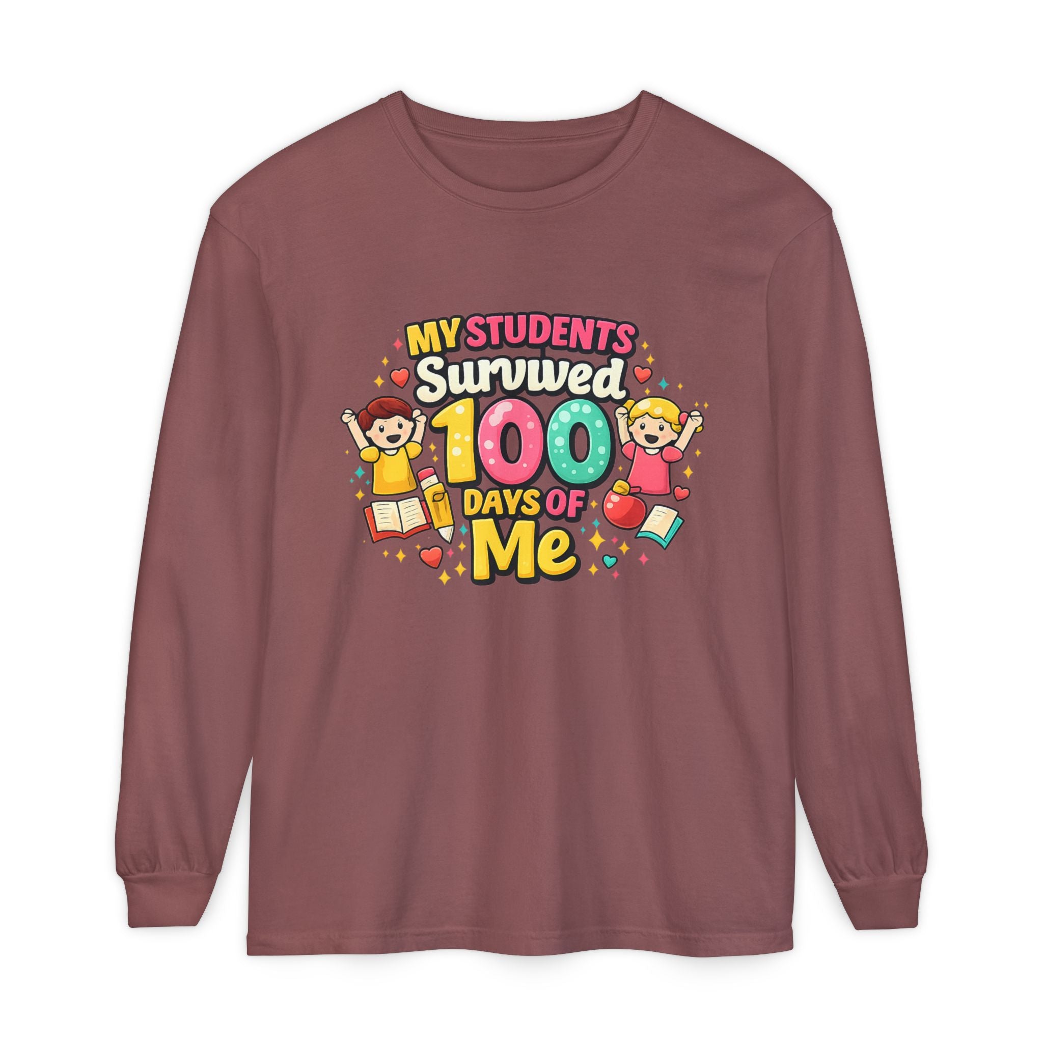 Teacher 'My Students Survived 100 Days of Me' Long Sleeve Tee